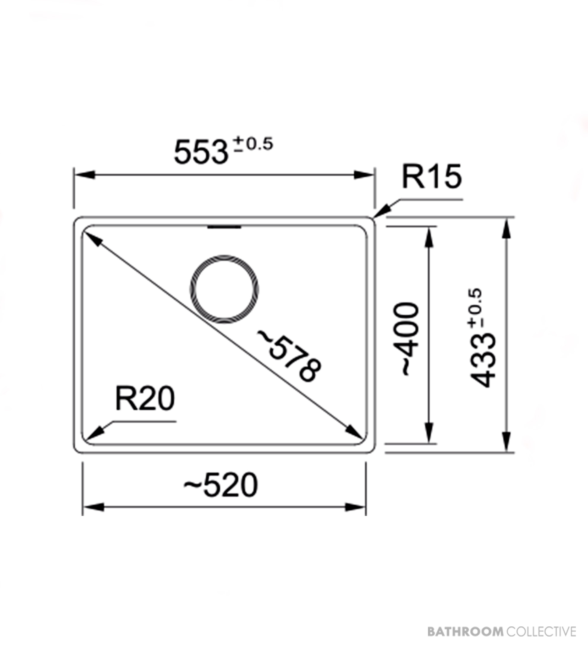 Franke Maris Undermount Single Bowl Sink 553mm, Polar White MRG110-52PW-B