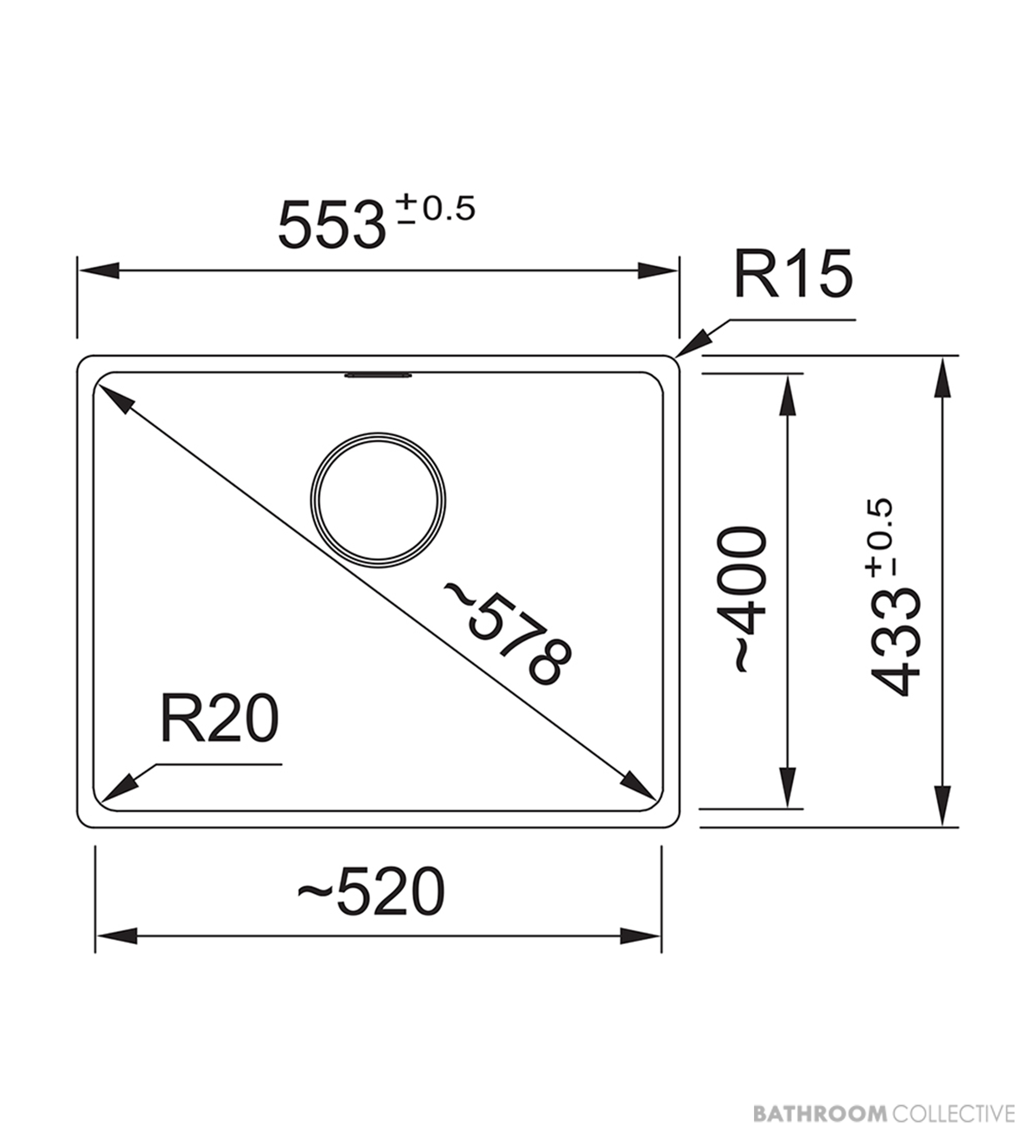 Franke Maris Flushmount Single Bowl Sink 553mm, DT651, Stone Grey MRG210-52SG-FPC