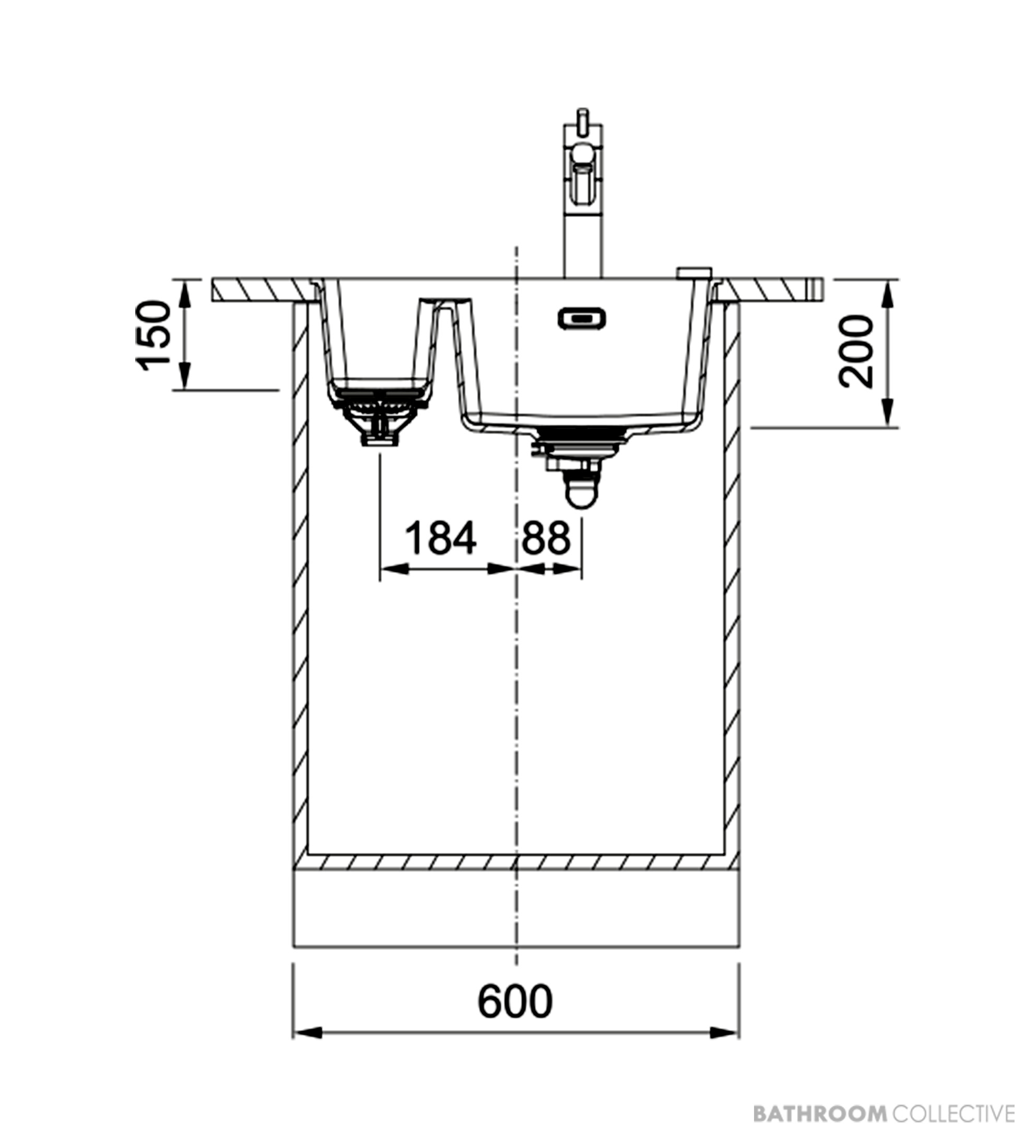 Franke Maris Flushmount 1 & 1/2 Double Bowl Sink 553mm, SBL, Onyx MRG260SBLON-B