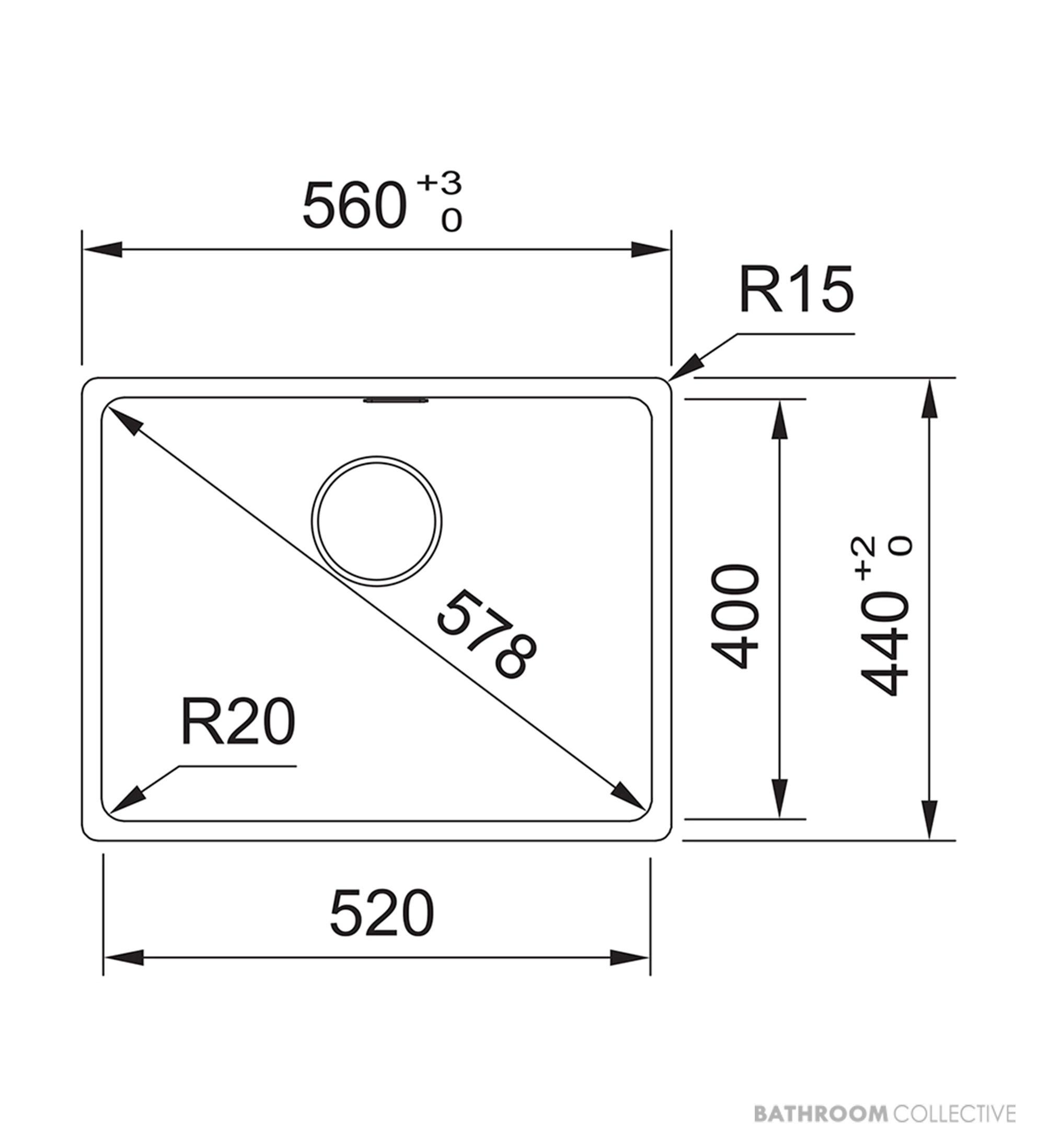 Franke Maris Granite Topmount Single Bowl Sink 560mm, DT651, Matt Black MRG610-52MB-FPC