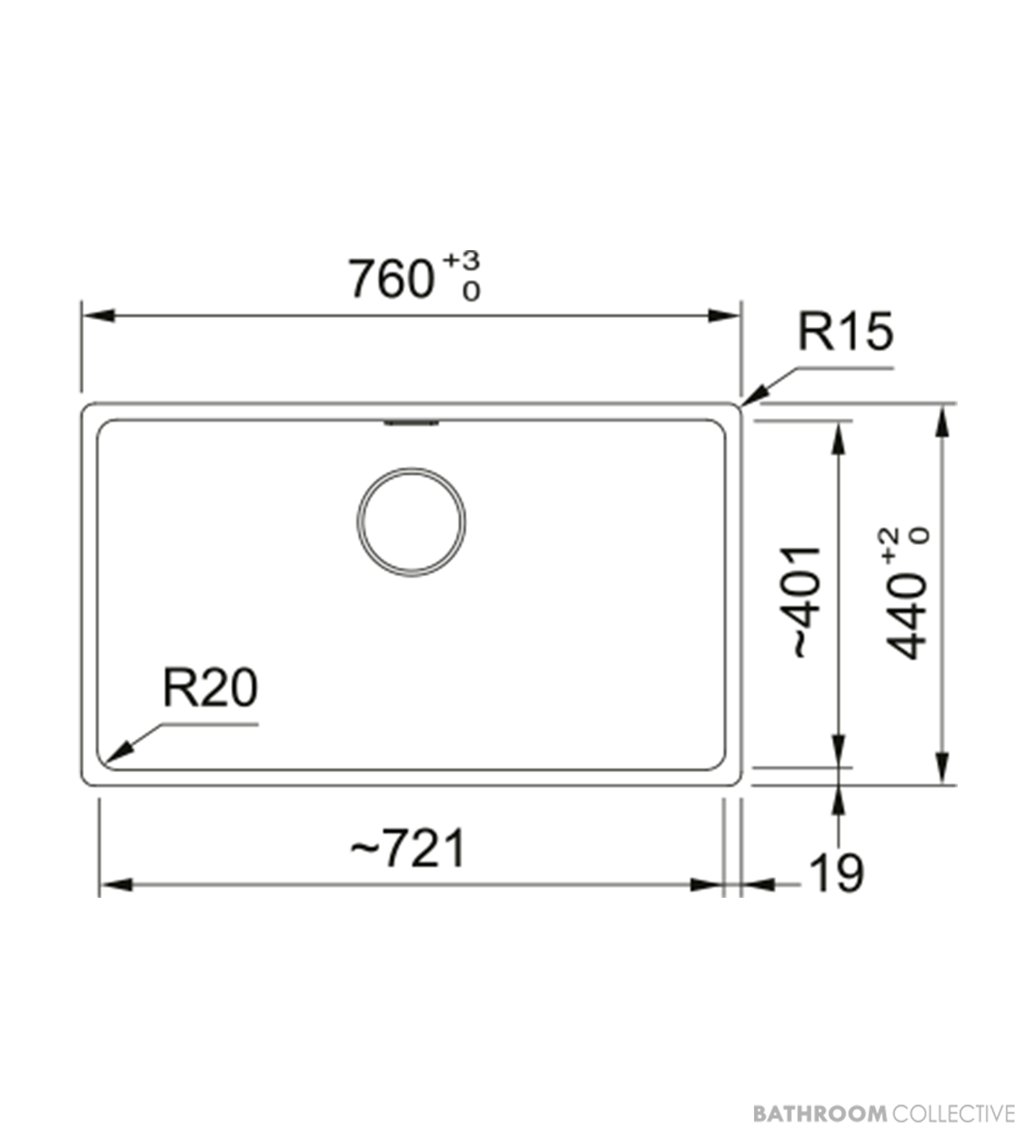 Franke Maris Topmount Single Bowl Sink 760mm, Stone Grey MRG610-72B - SG