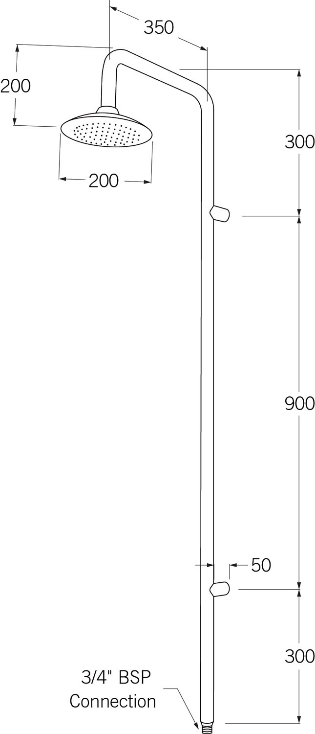 Sussex Monsoon Column Shower Cold - Stainless Steel 316