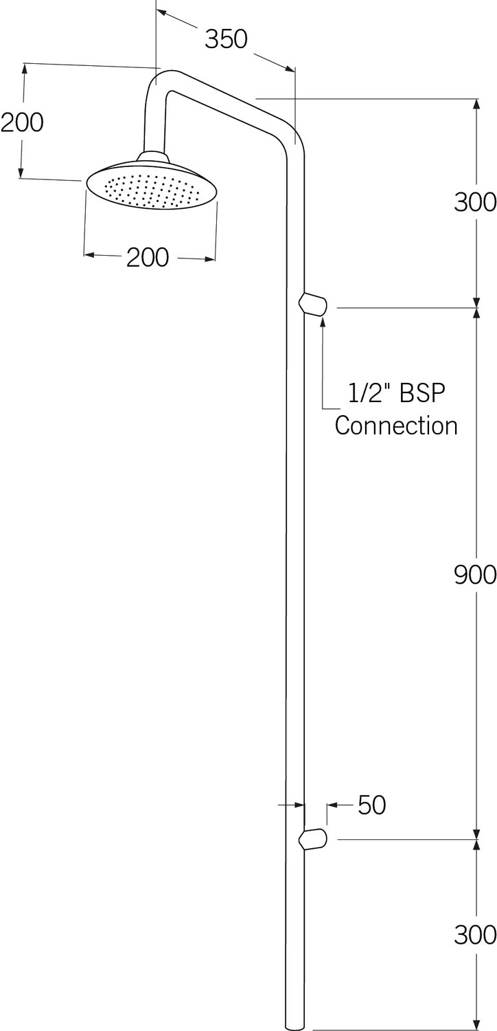 Sussex Monsoon Column Shower Hot/cold - Stainless Steel 316