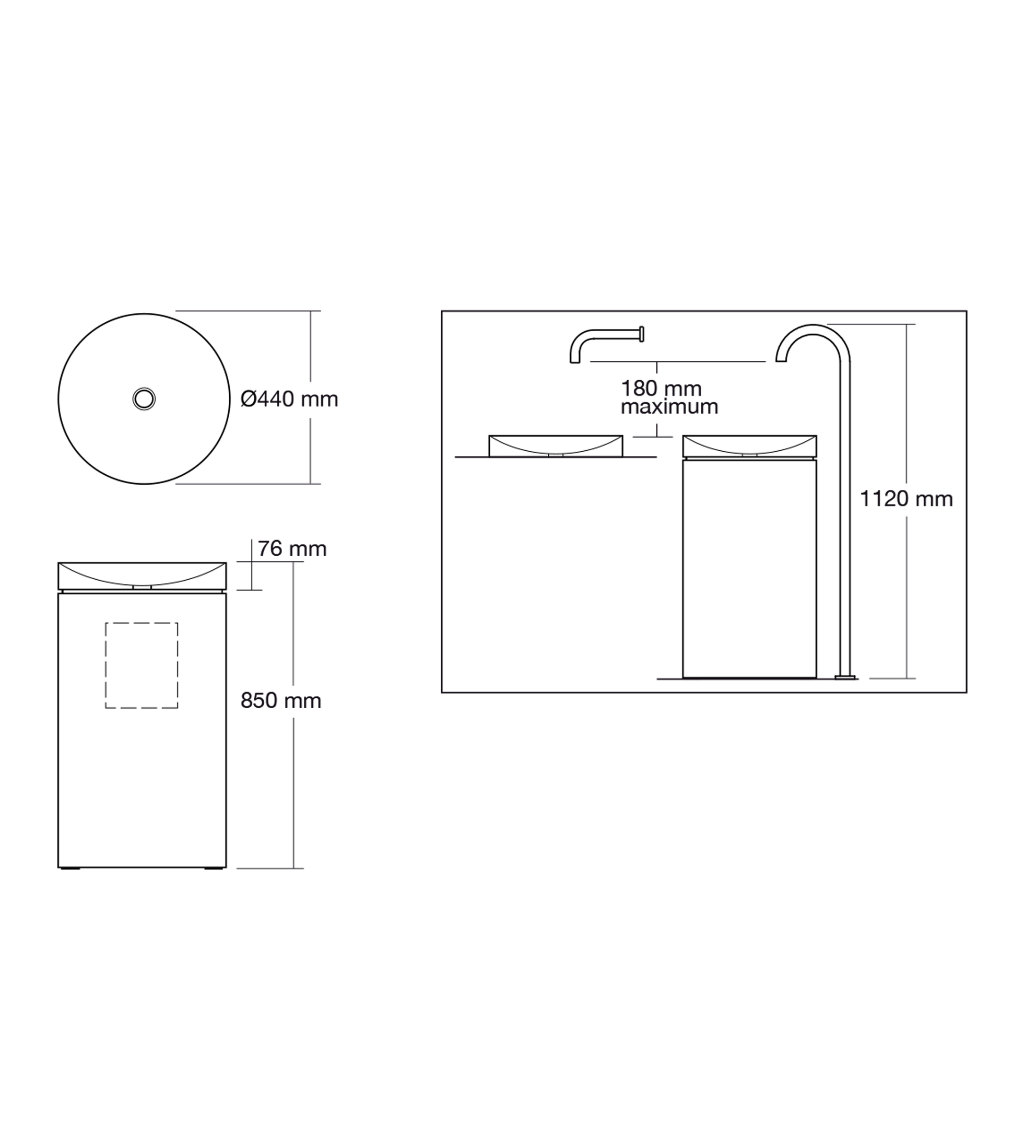 Omvivo Mono Round Semi Inset Basin, Matt White