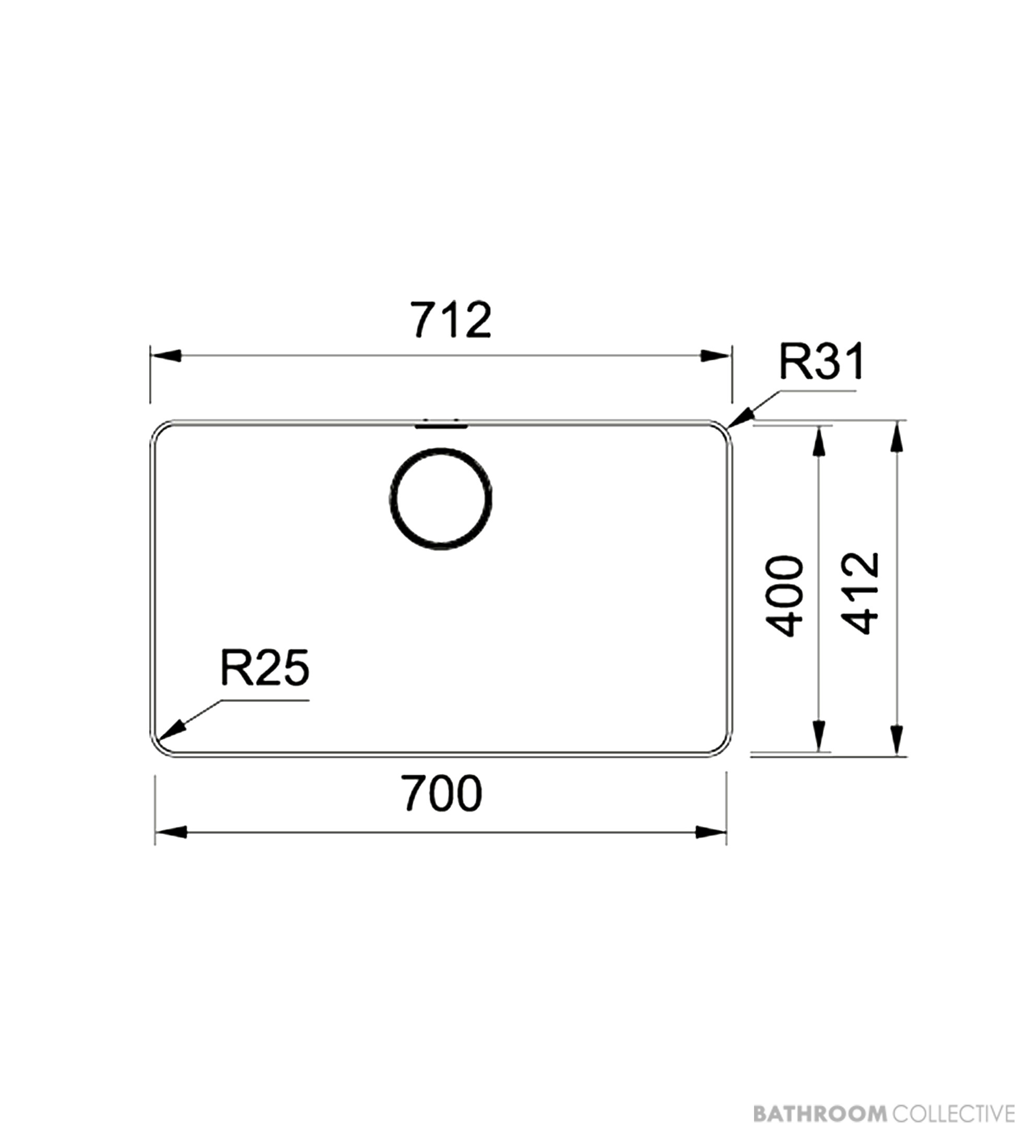 Franke Mythos Undermount Single Bowl Sink 740mm, Stainless MYX110-70B