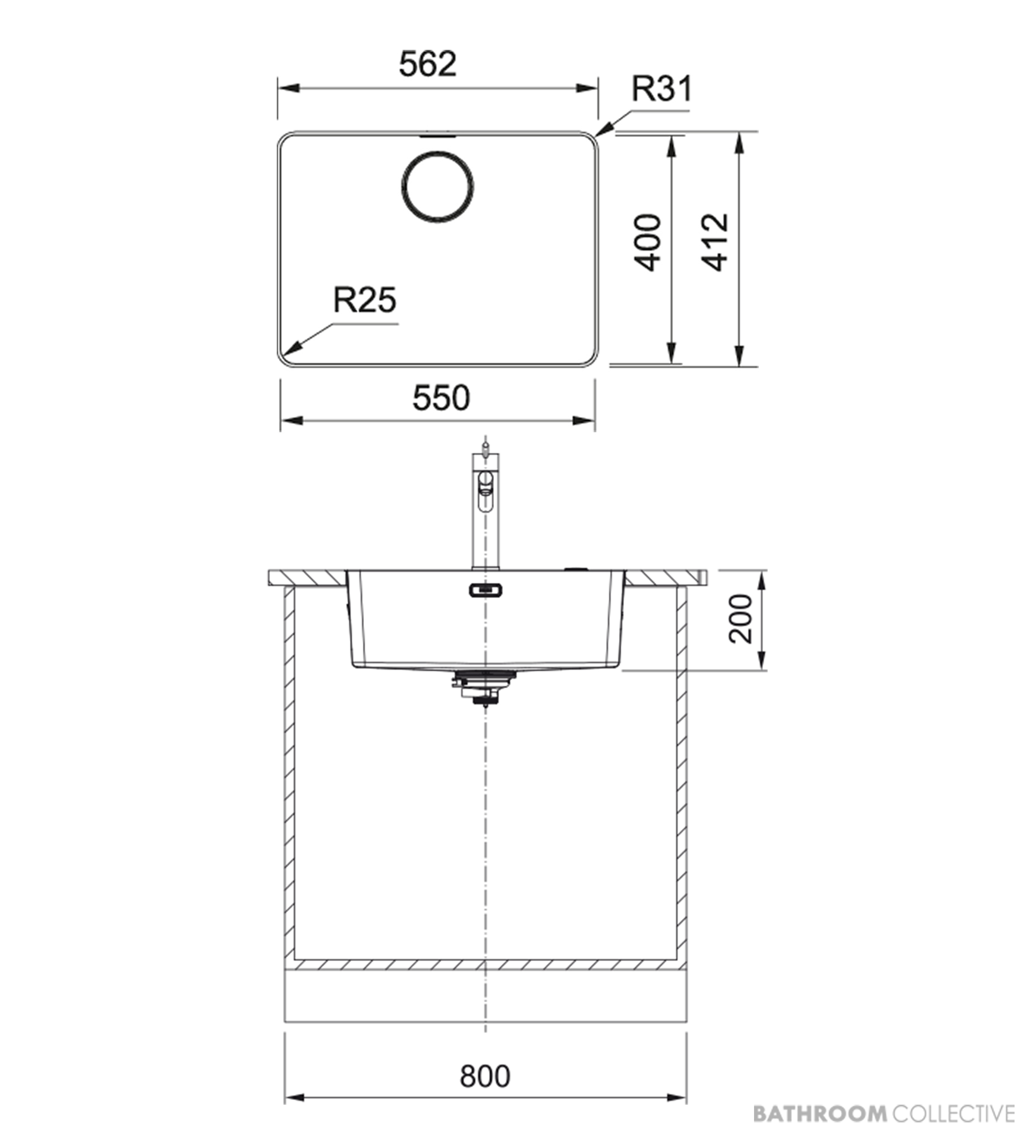 Franke Mythos Top & Flush Mount Single Bowl Sink 562mm, PB835, RM081, DT288, Stainless MYX210-55FPC