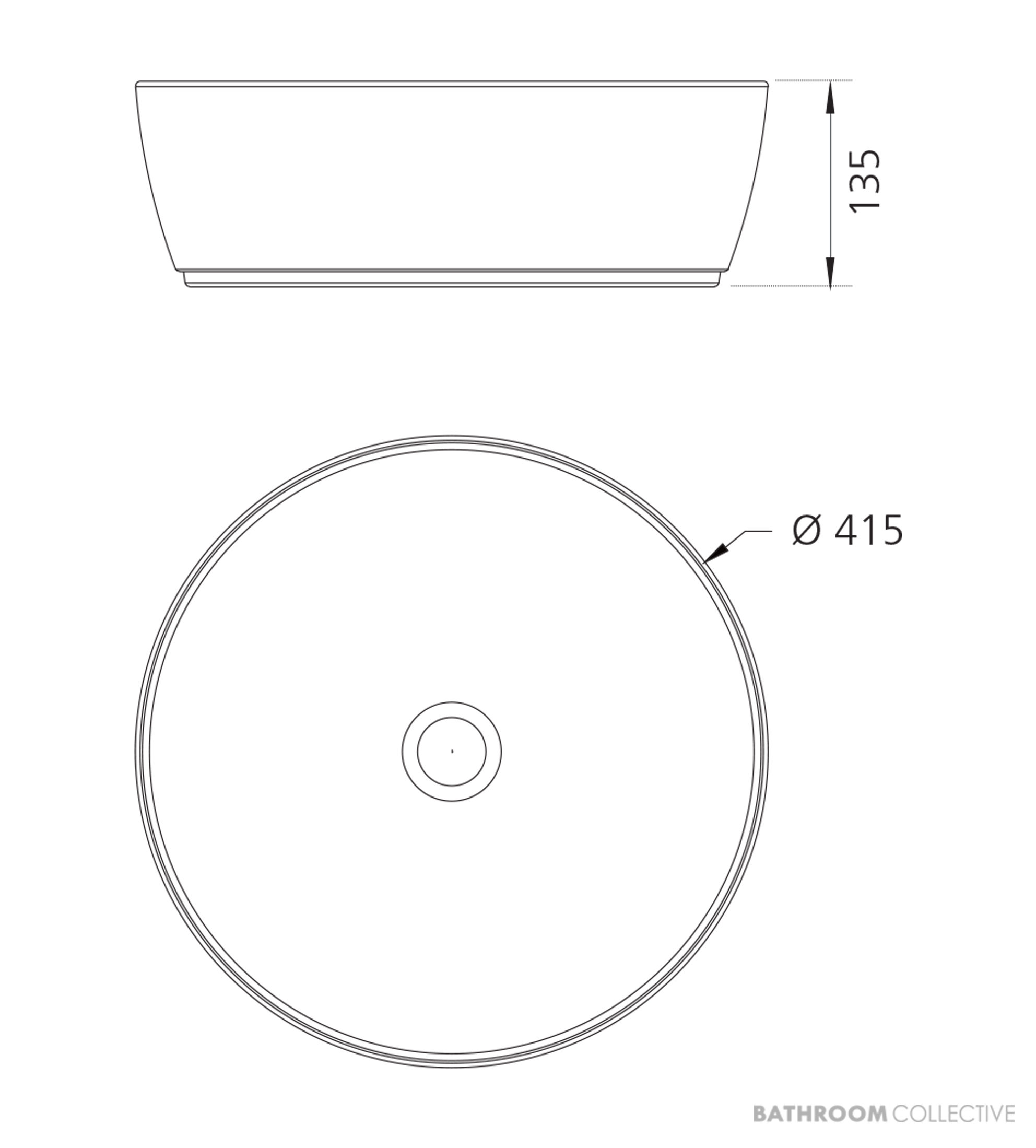 Oliveri Naples Counter Top Circular Basin 415mm. Grey