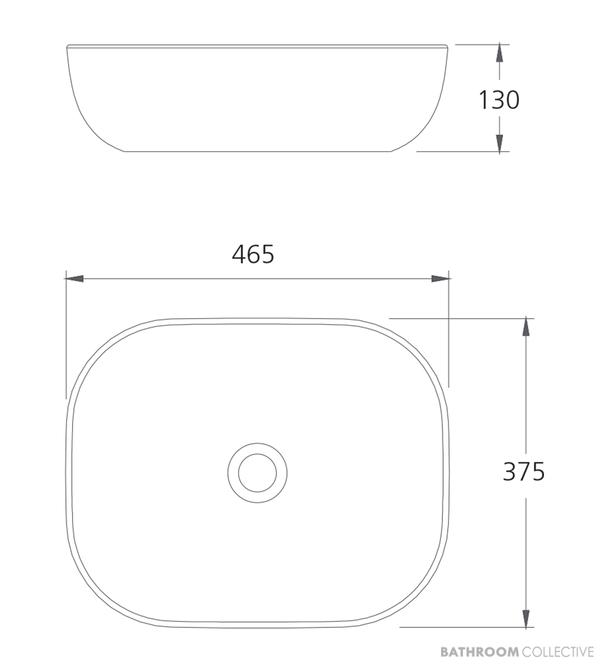Oliveri Naples Counter Top Black Line Basin 465mm, White