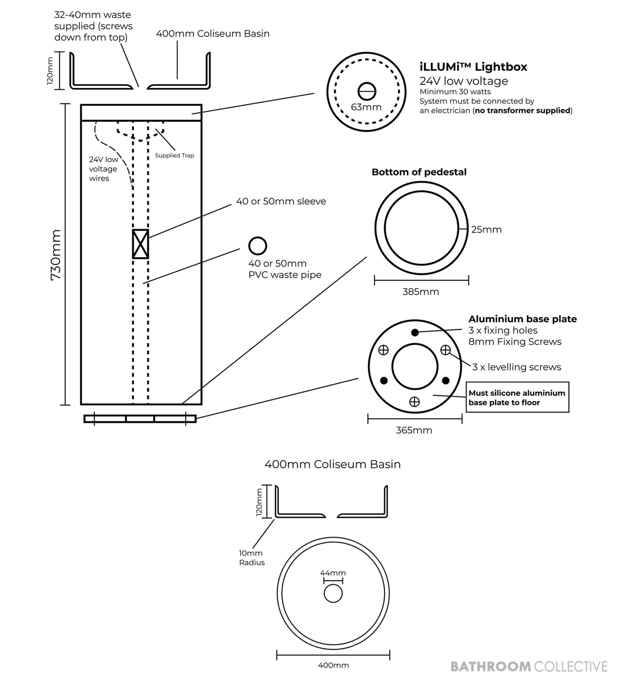 Basin Lab Natural 400mm Column Pedestal Basin