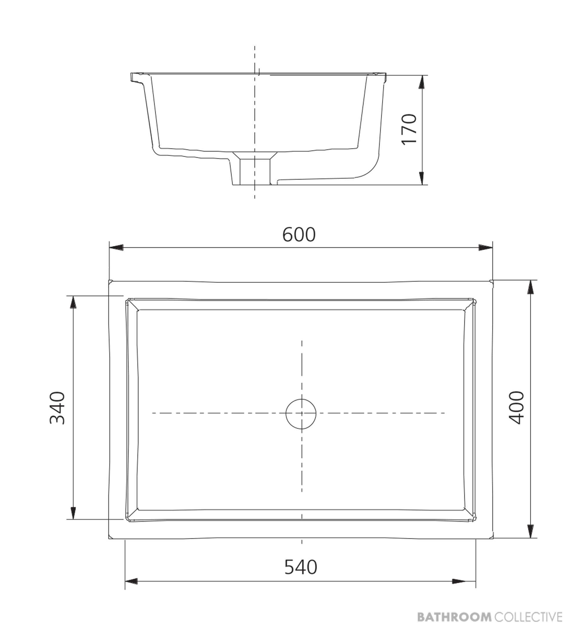 Oliveri Oslo Undermount Rectangle Basin 600mm, White