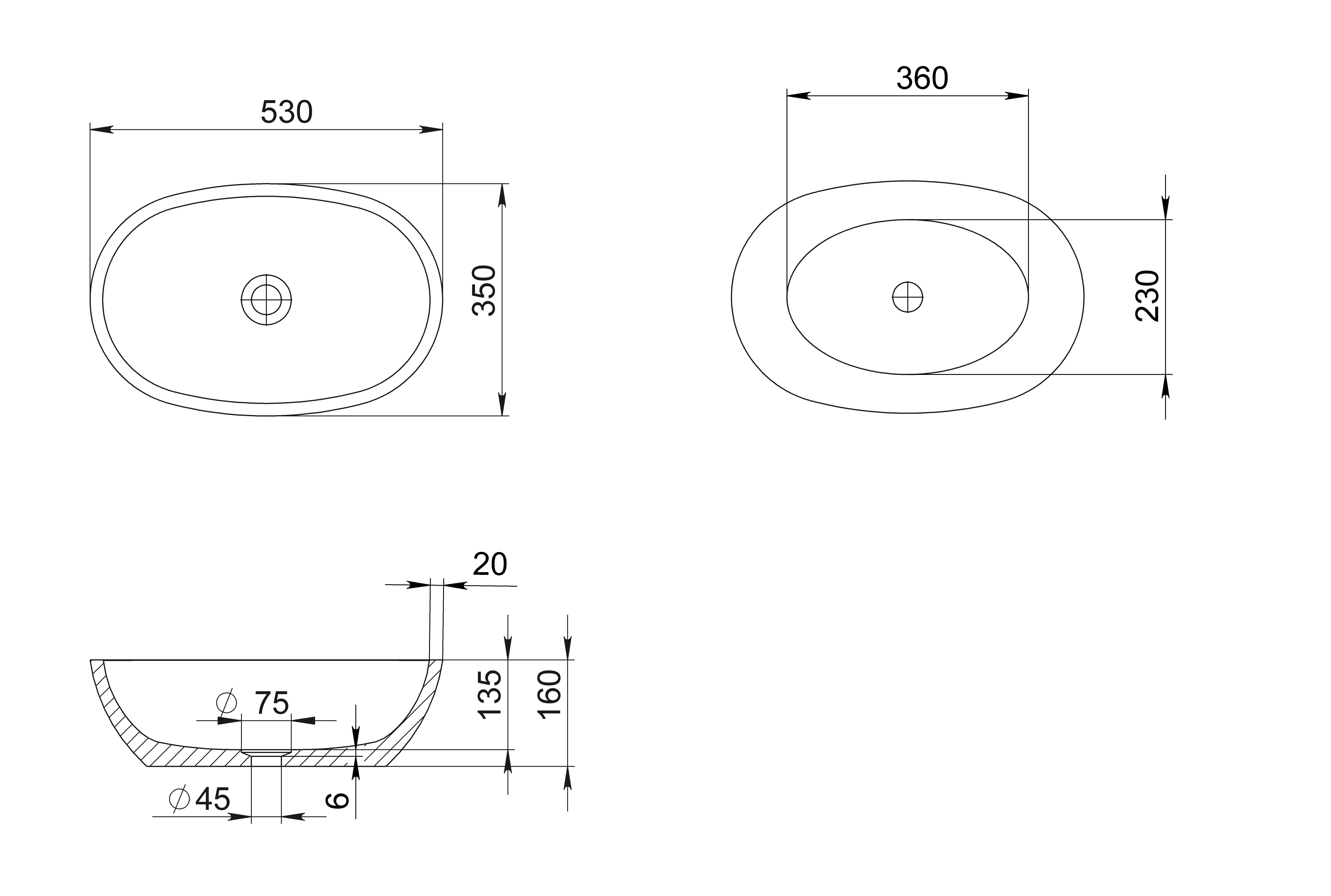 Pietra Bianca Sussana 530mm Stone Above Counter Basin