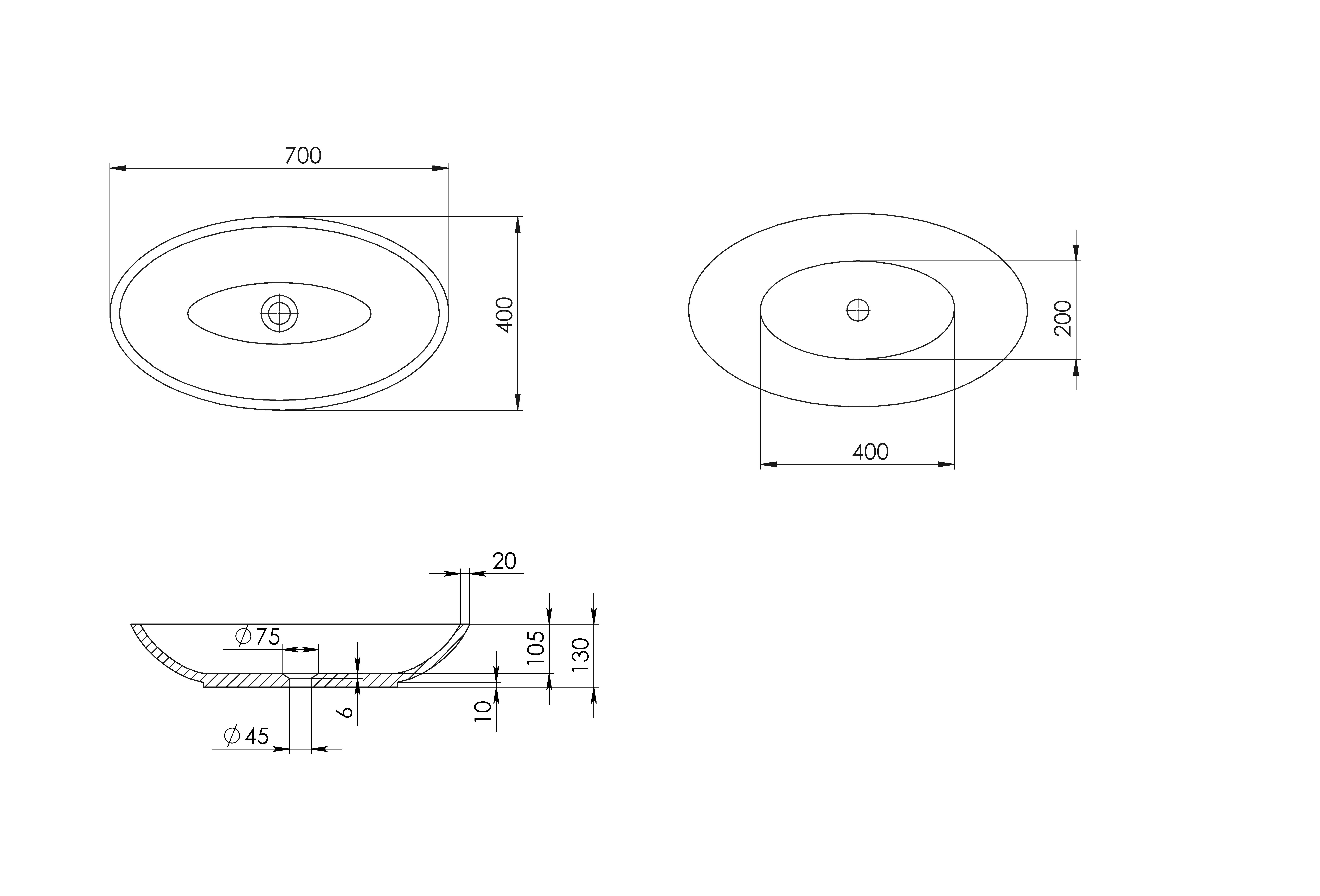 Pietra Bianca Valentina 700mm Stone Above Counter Basin