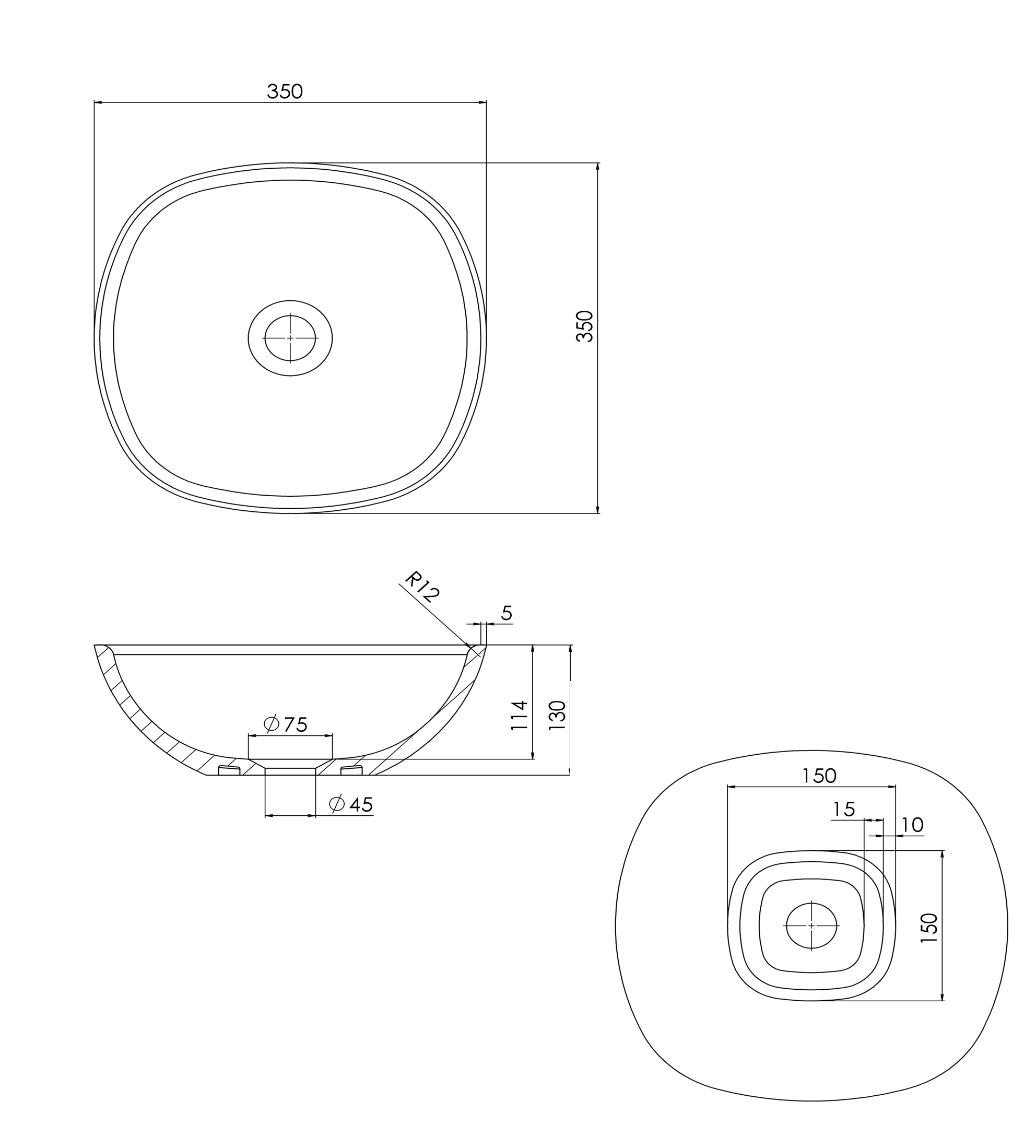 Pietra Bianca Marcello 350mm Stone Above Counter Basin