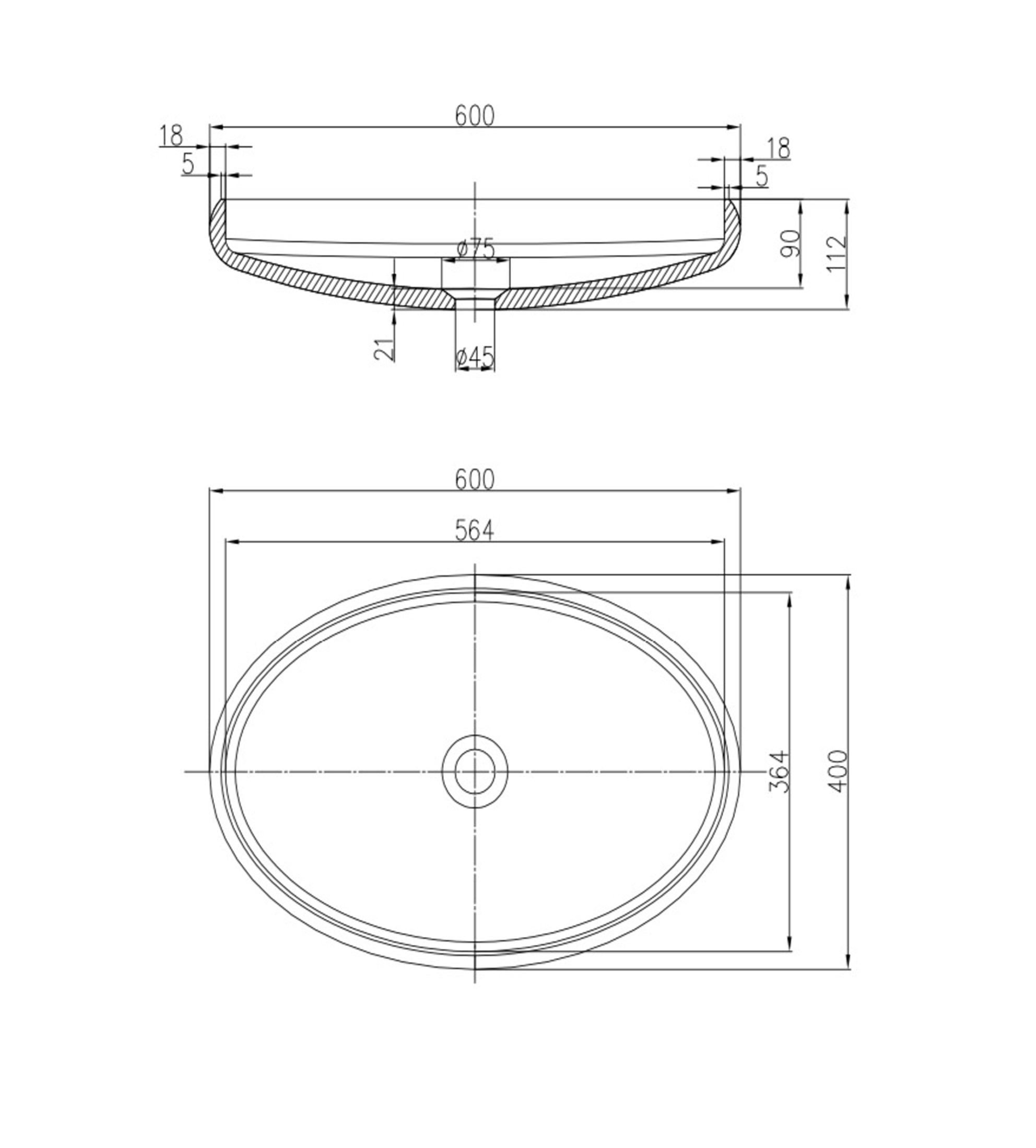 Pietra Bianca Piero 600mm Stone Above Counter Basin