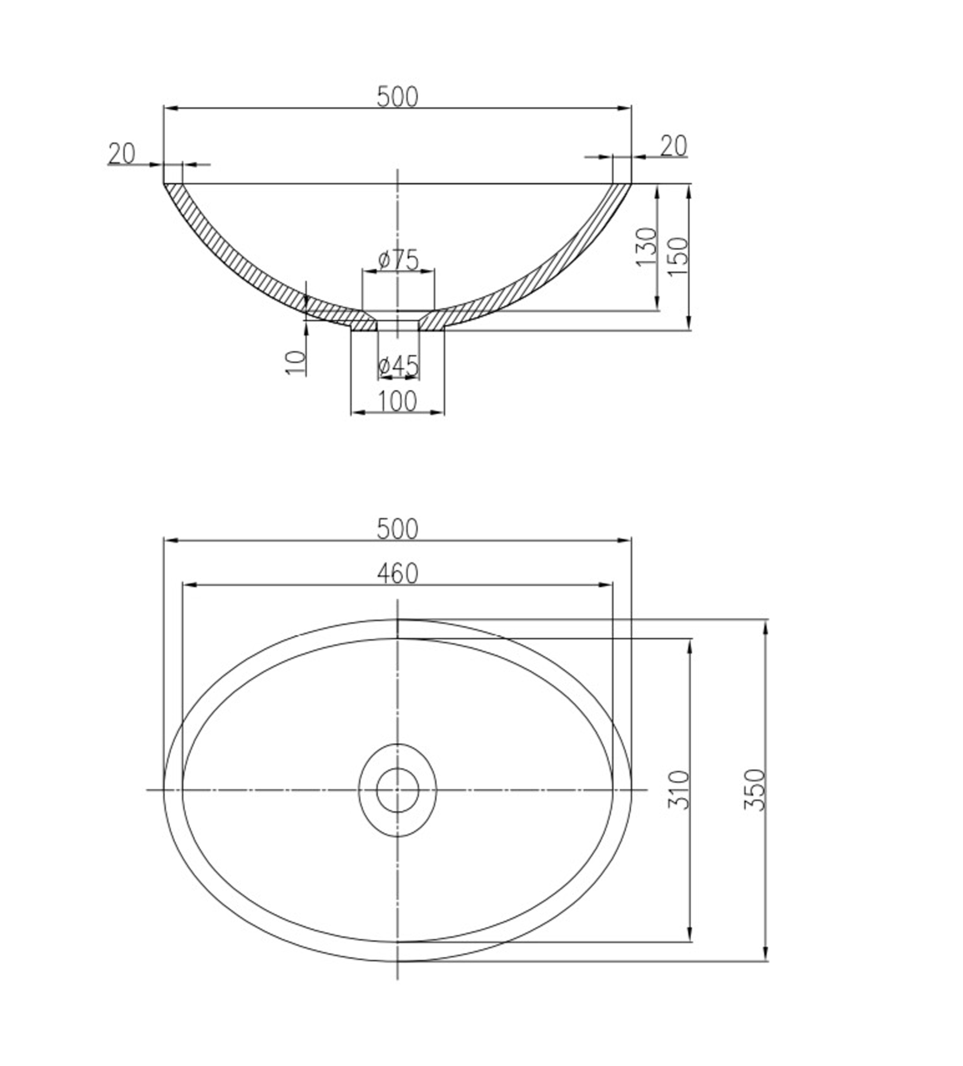 Pietra Bianca Pearl 500mm Stone Above Counter Basin