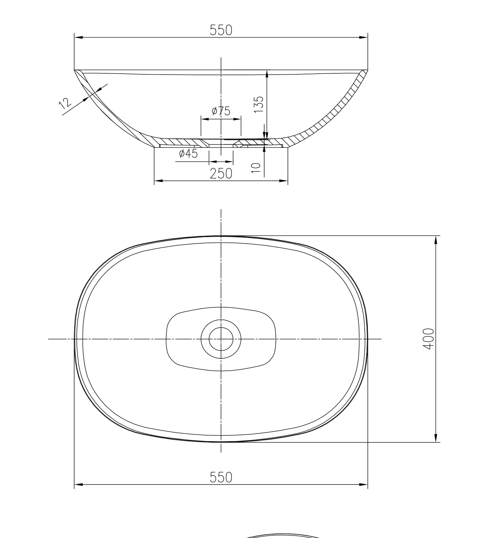 Pietra Bianca Julia 550mm Stone Above Counter Basin