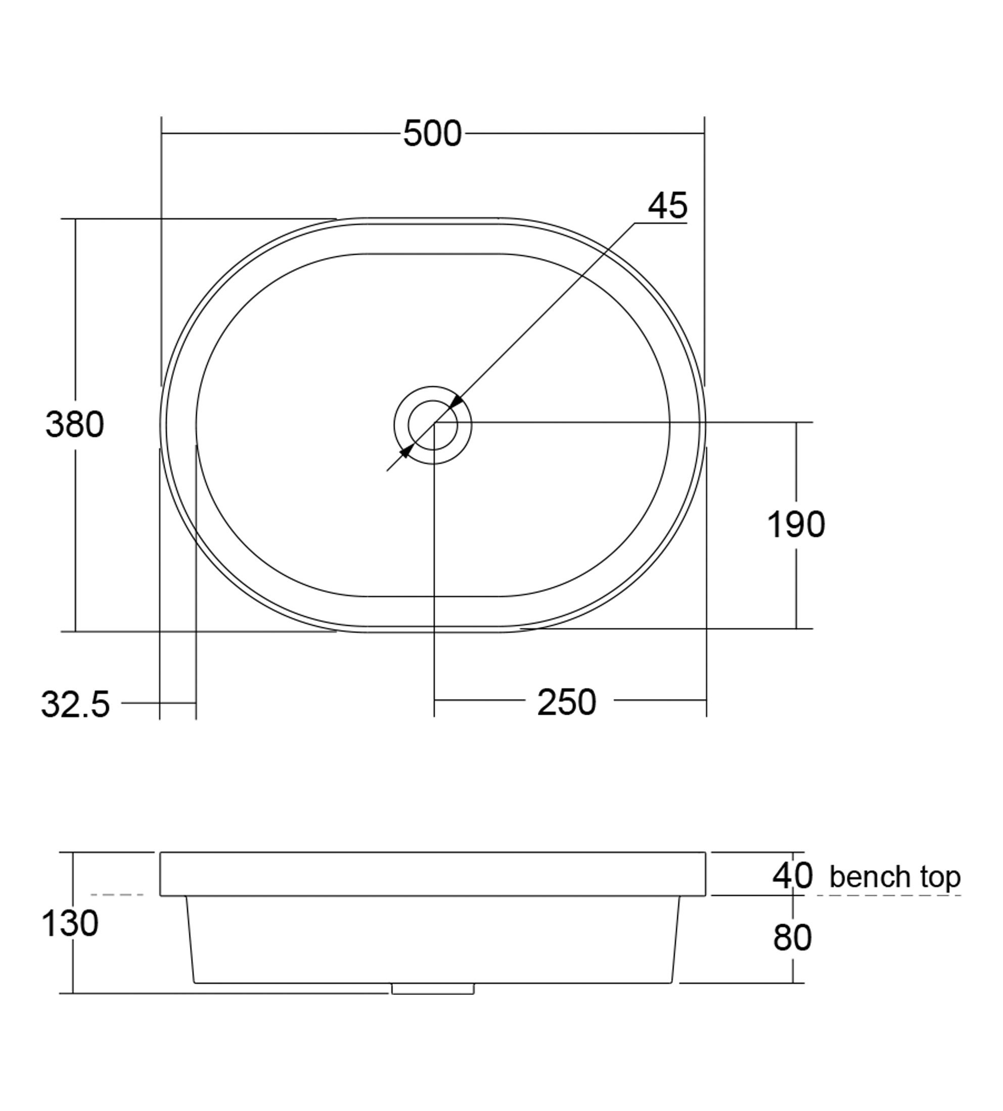 Omvivo Père Oval Semi Inset Basin, Matt White