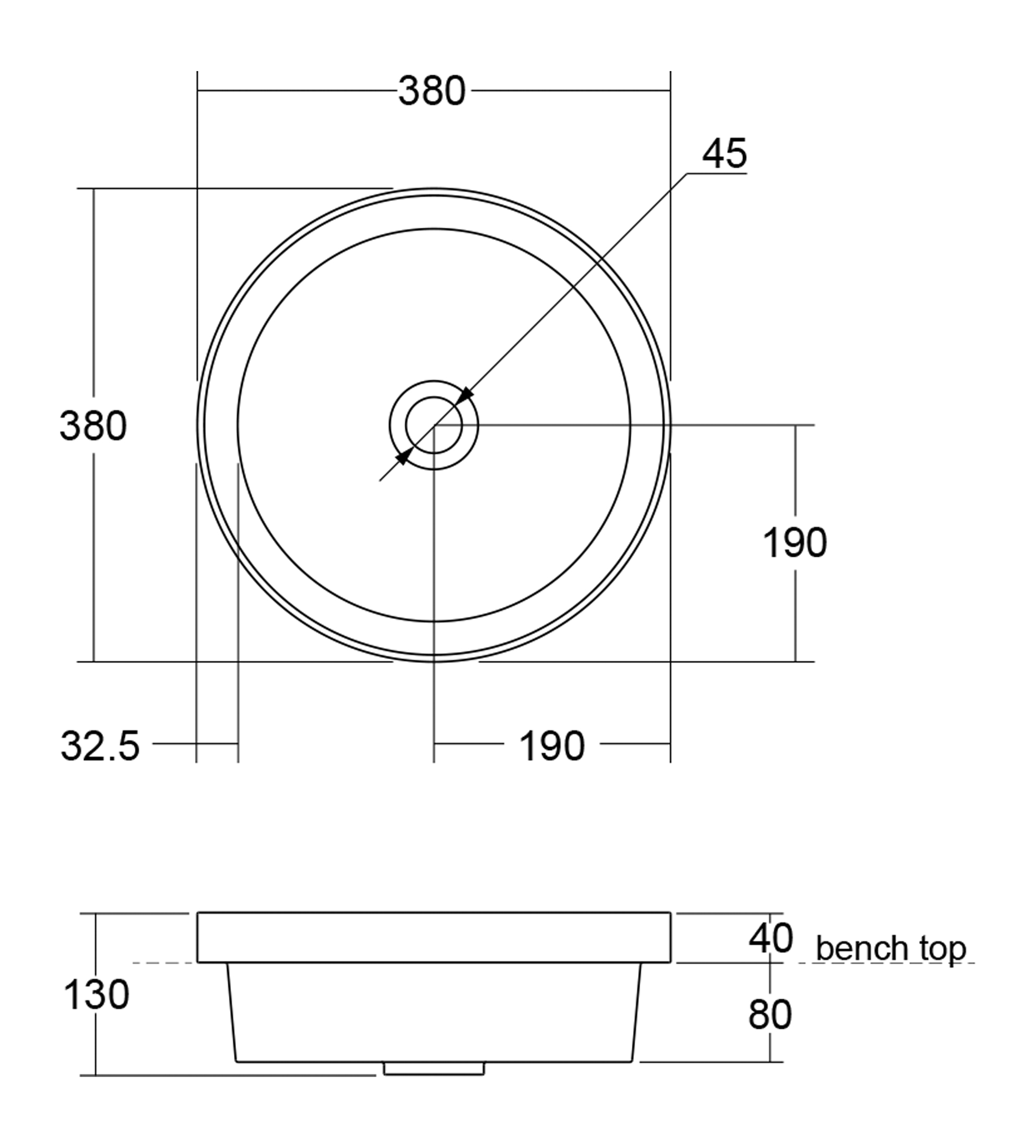 Omvivo Père Round Semi Inset Basin, Matt White