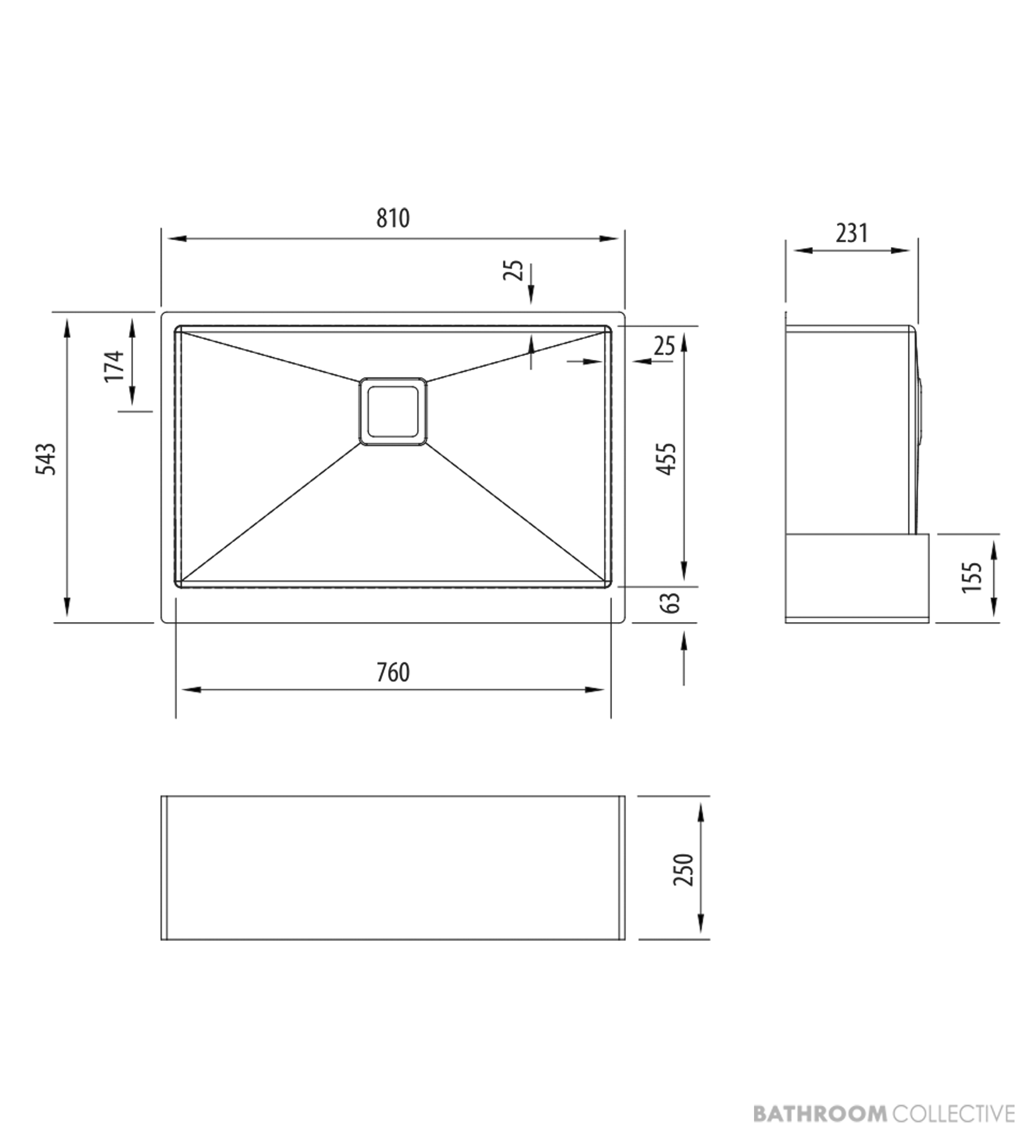 Oliveri Professional Butler Series Undermount Single Bowl Sink 810mm, Stainless PR1290U