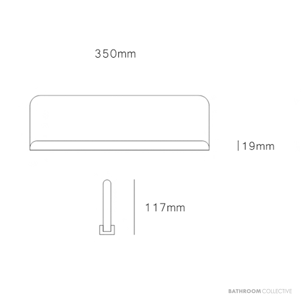 Bespoke Fluted Glass Shelf 350mm