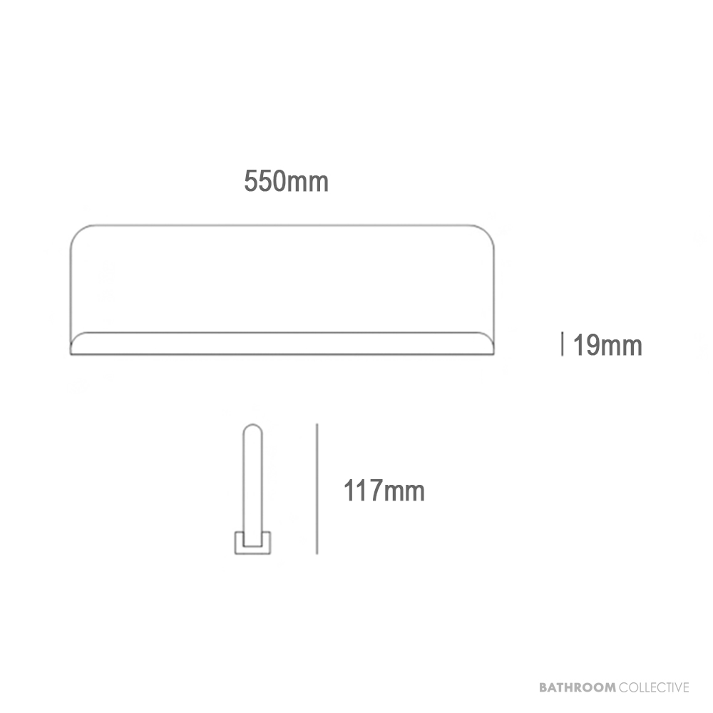 Bespoke Fluted Glass Shelf 550mm