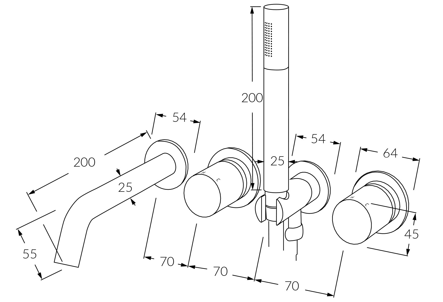 Sussex Circa Vertex Bath Mixer System With Handshower 200mm