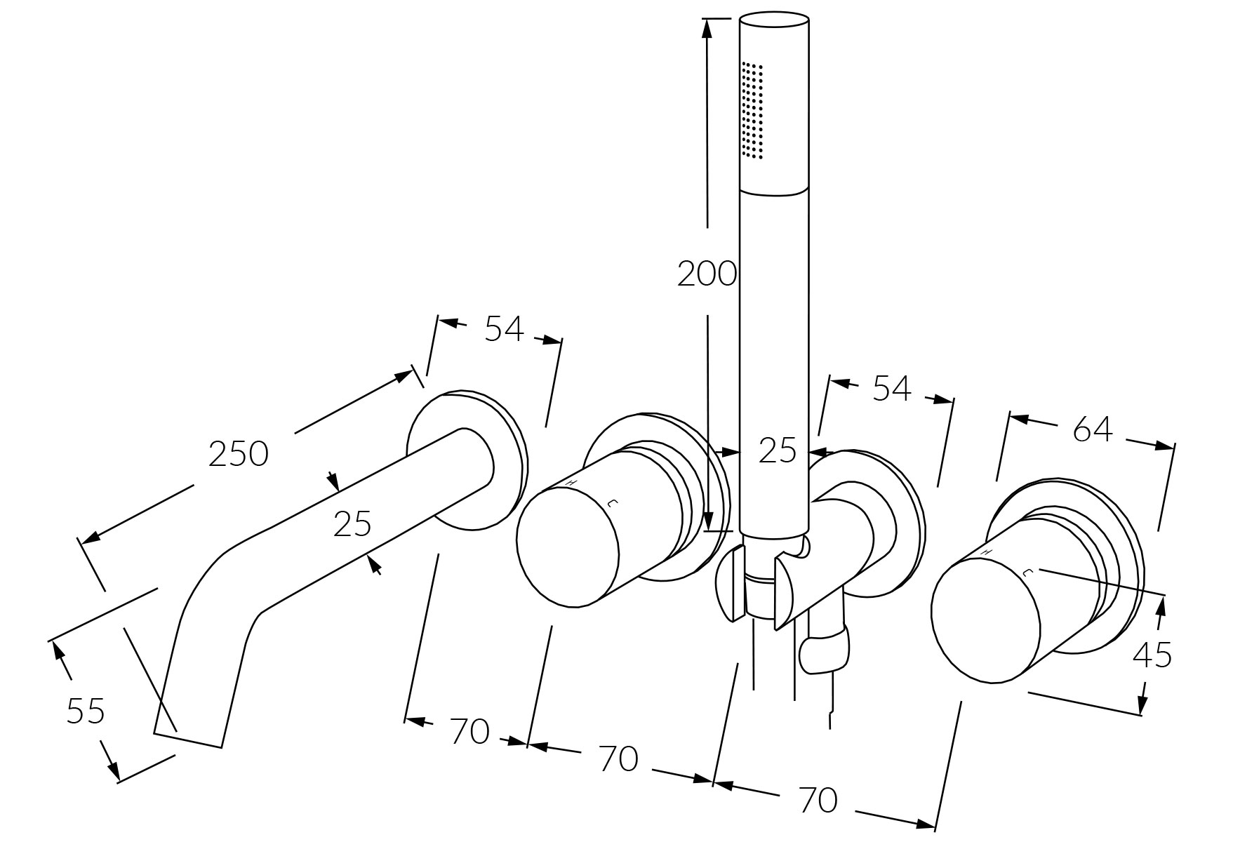 Sussex Circa Vertex Bath Mixer System With Handshower 250mm