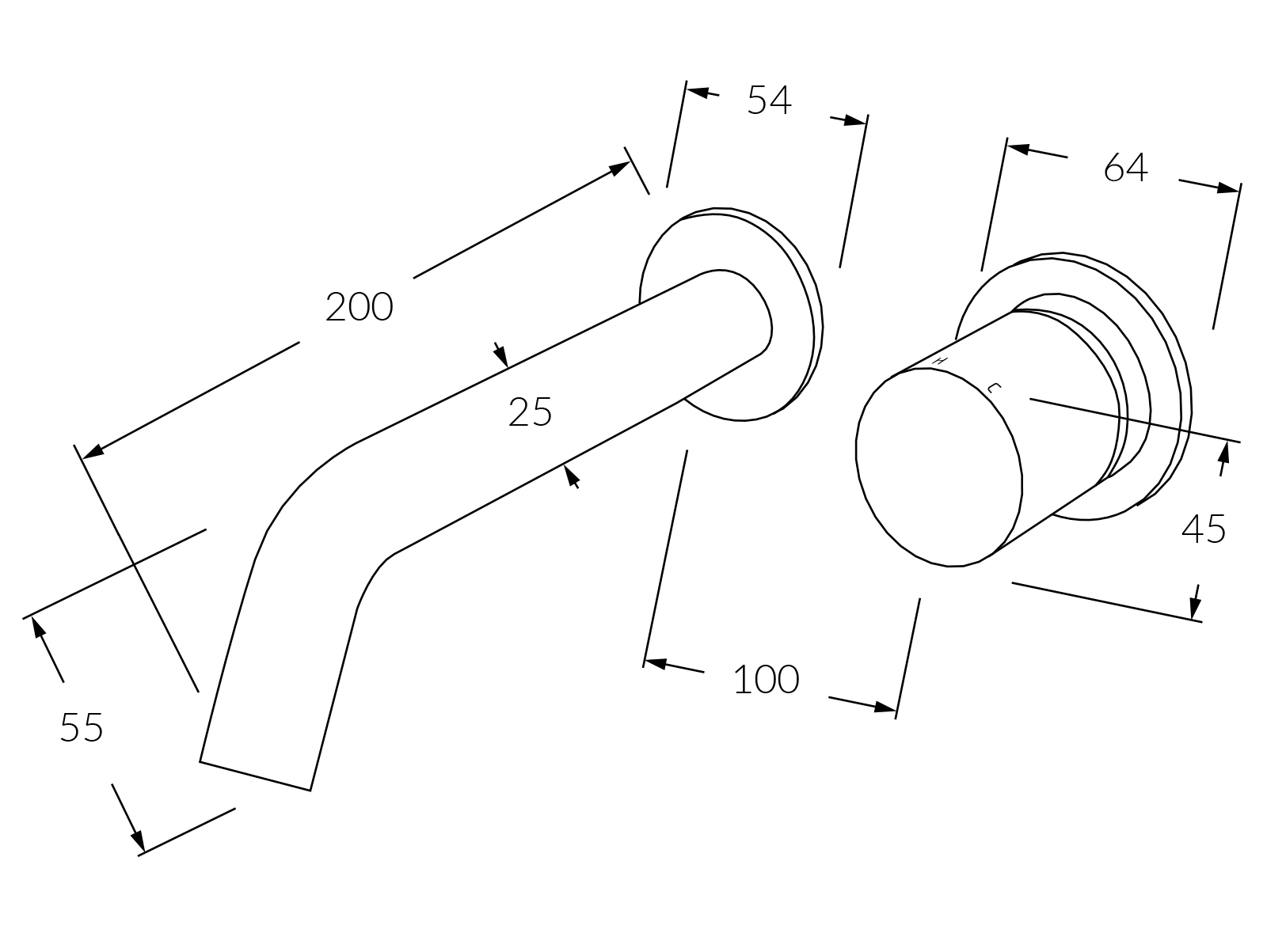 Sussex Circa Wall Bath Mixer System 200mm