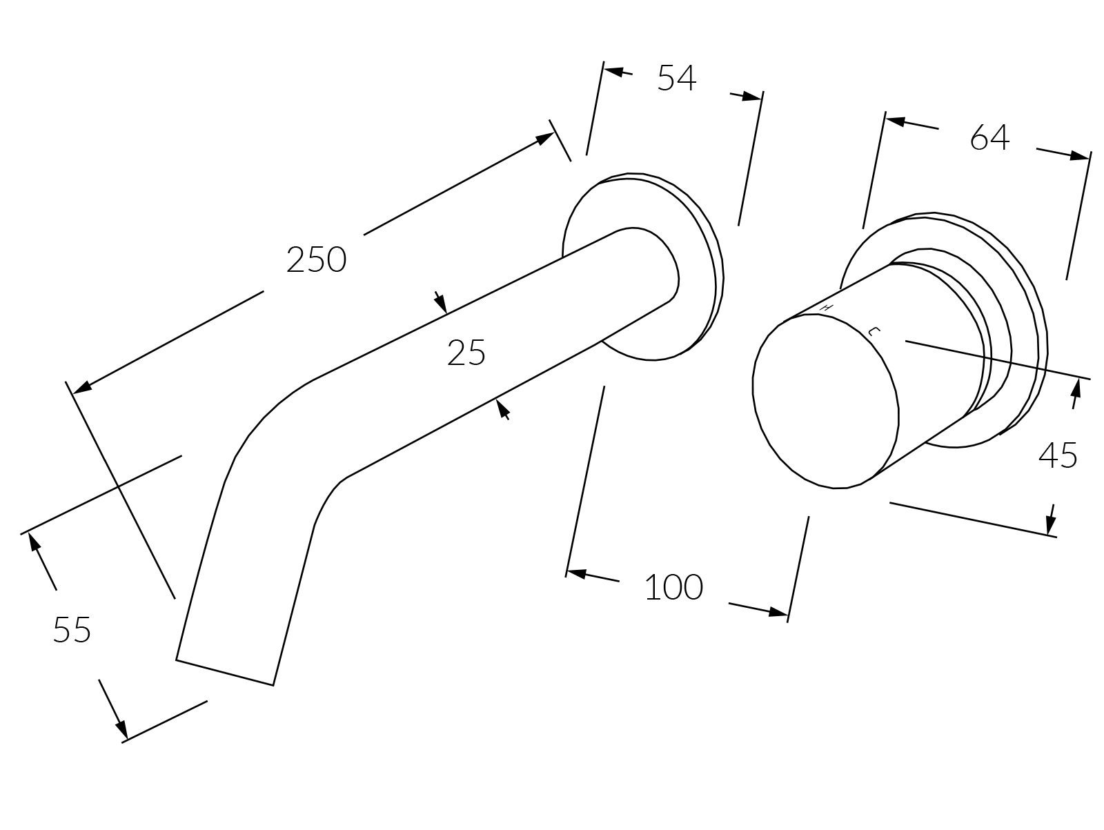 Sussex Circa Vertex Wall Bath Mixer System 250mm