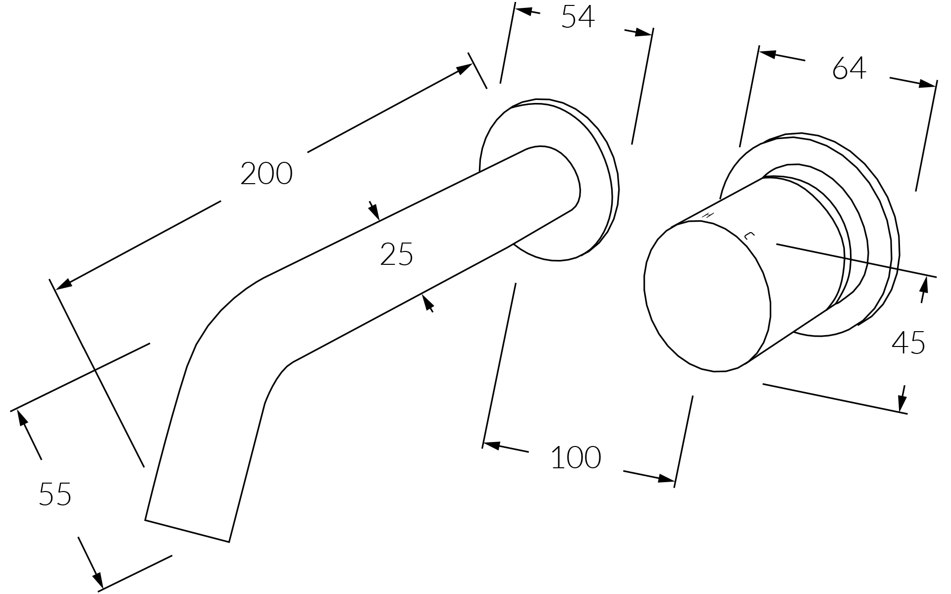 Sussex Circa Vertex Wall Basin Mixer System 200mm