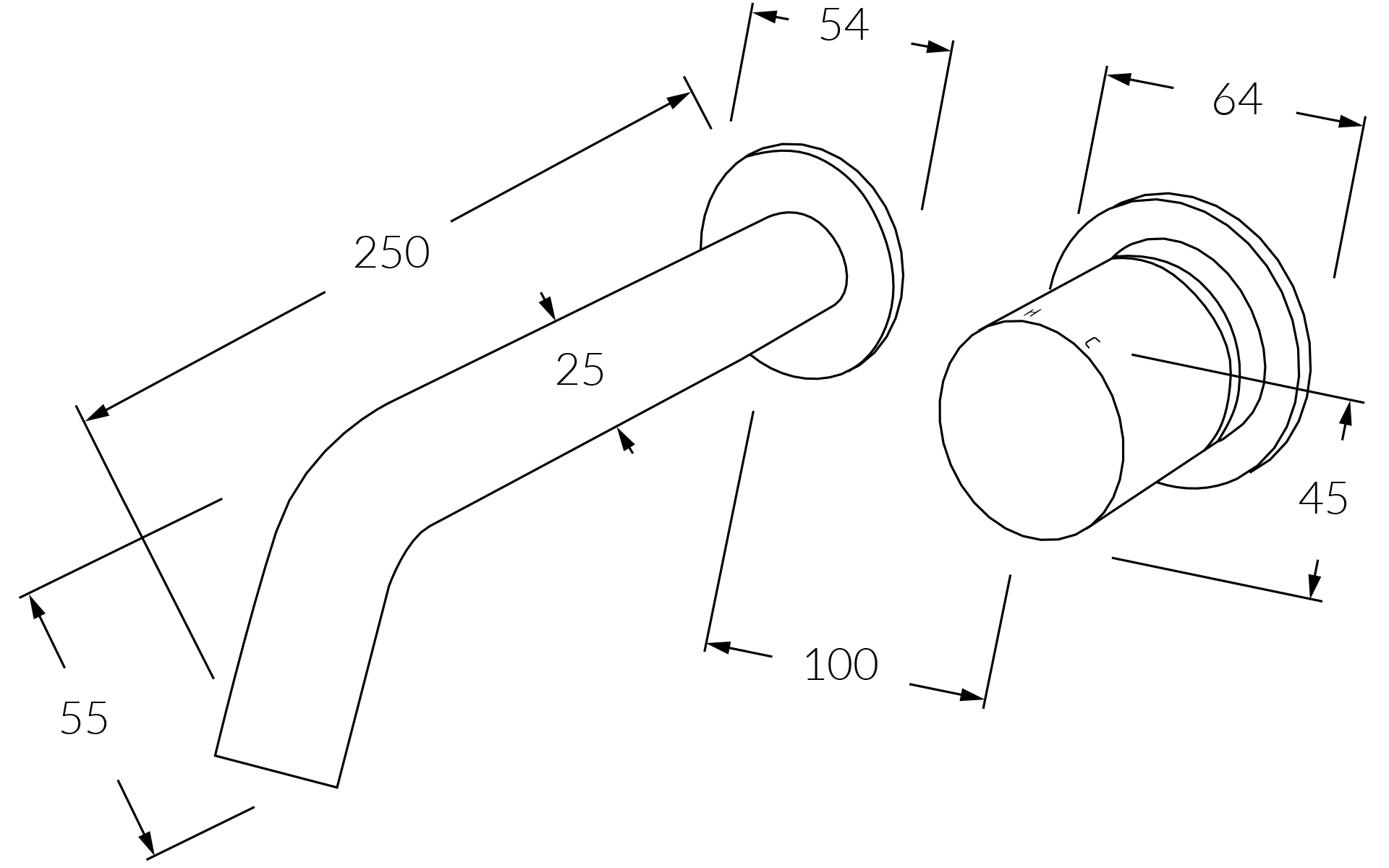 Sussex Circa Vertex Wall Basin Mixer System 250mm