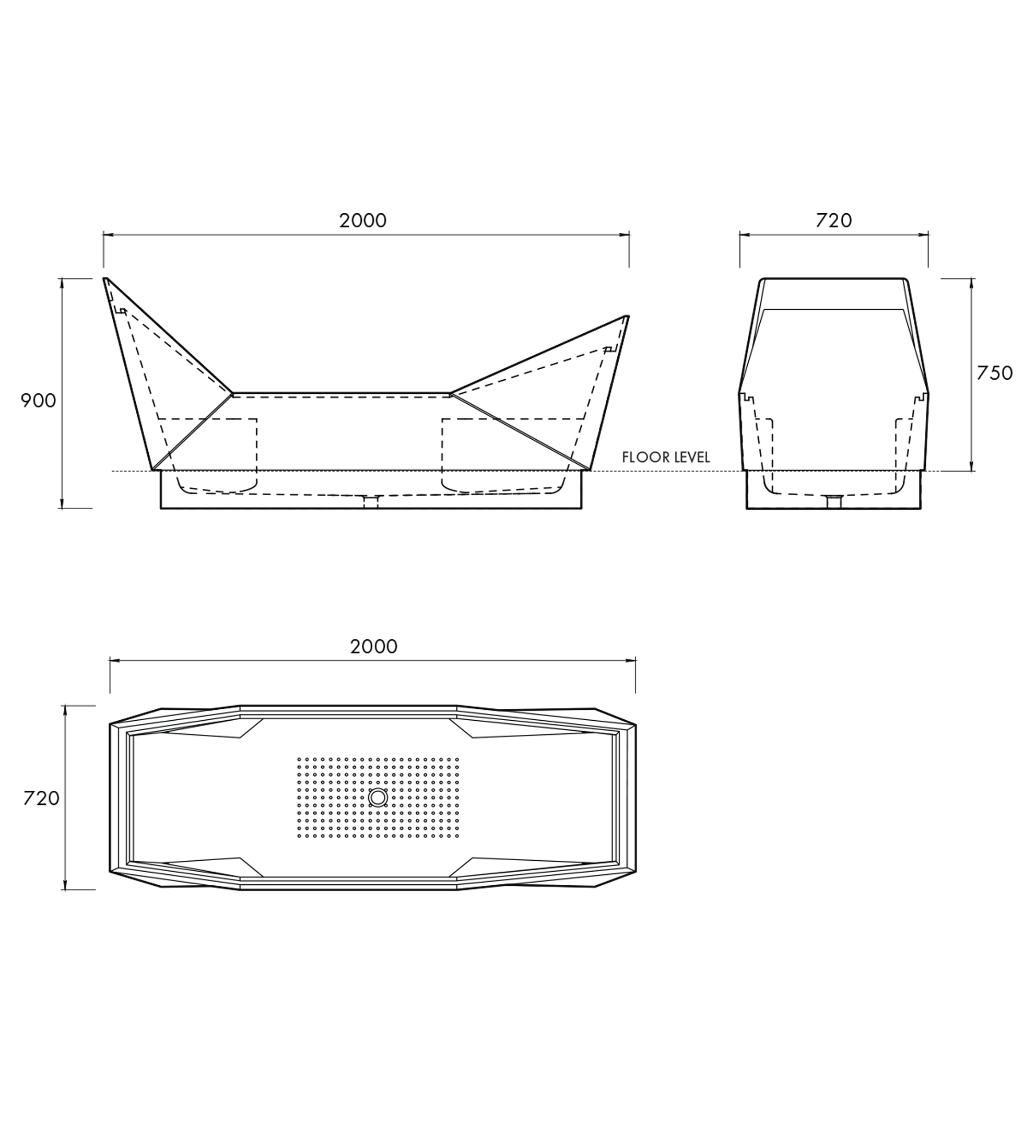 Apaiser Sampan 2000mm Double Stone Freestanding Bath