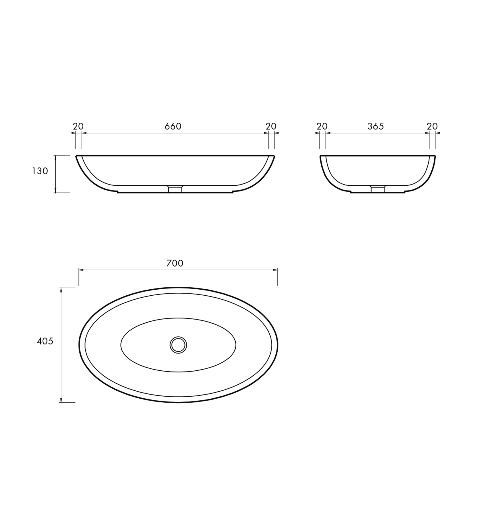 Apaiser Sanctum Haven 700mm Stone Basin