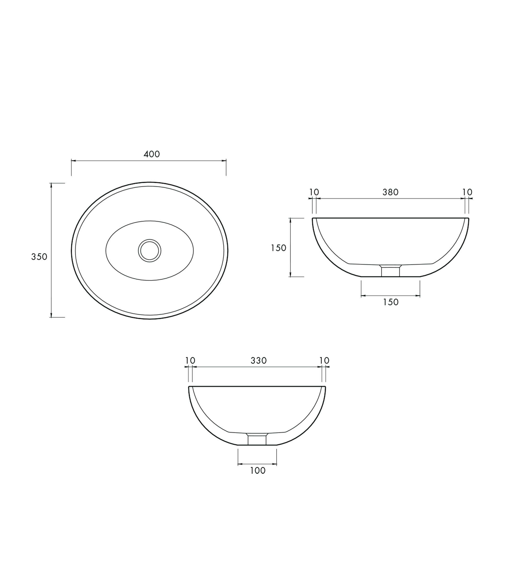 Apaiser Sapphire 400mm Stone Basin