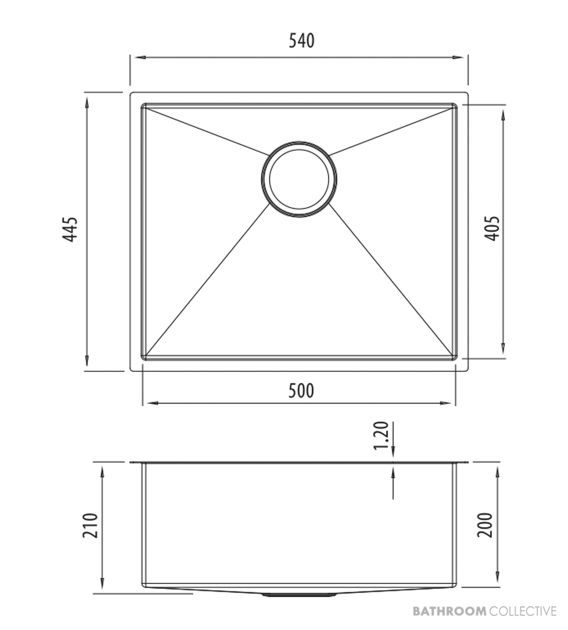 Oliveri Spectra Top, Flush & Under Mount Single Bowl Sink 540mm, Gunmetal SB50GM
