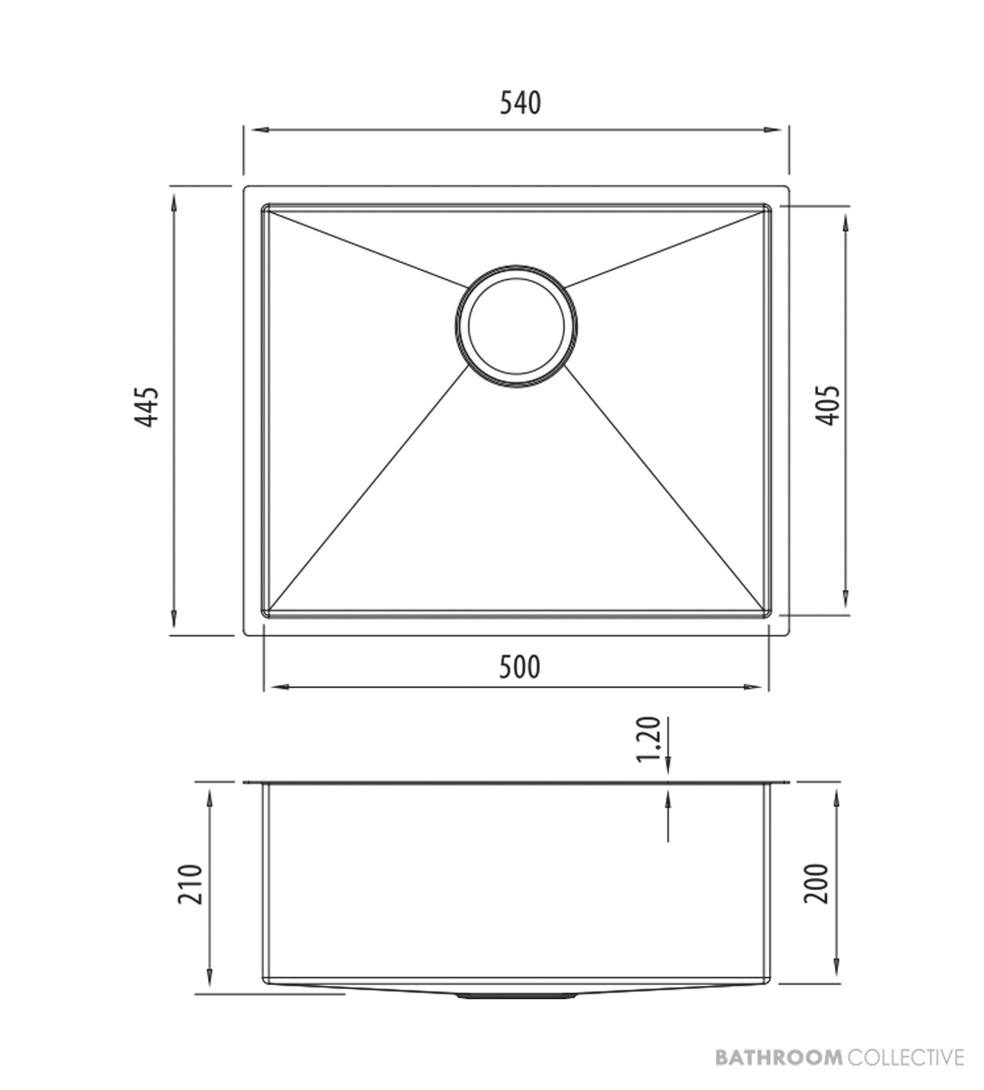 Oliveri Spectra Top, Flush & Under Mount Single Bowl Sink 540mm, Stainless SB50SS