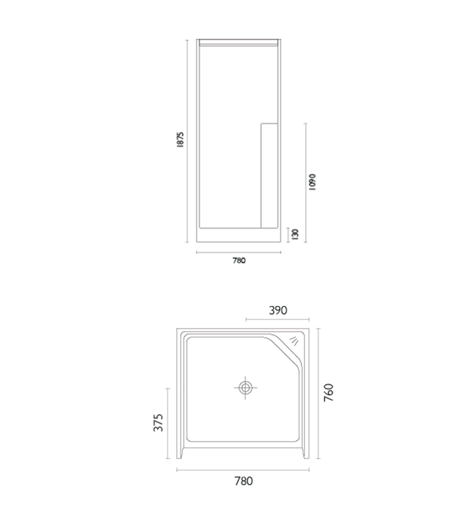 Doccia SE2 780 x 760mm Shower Enclosure, Low Step, White
