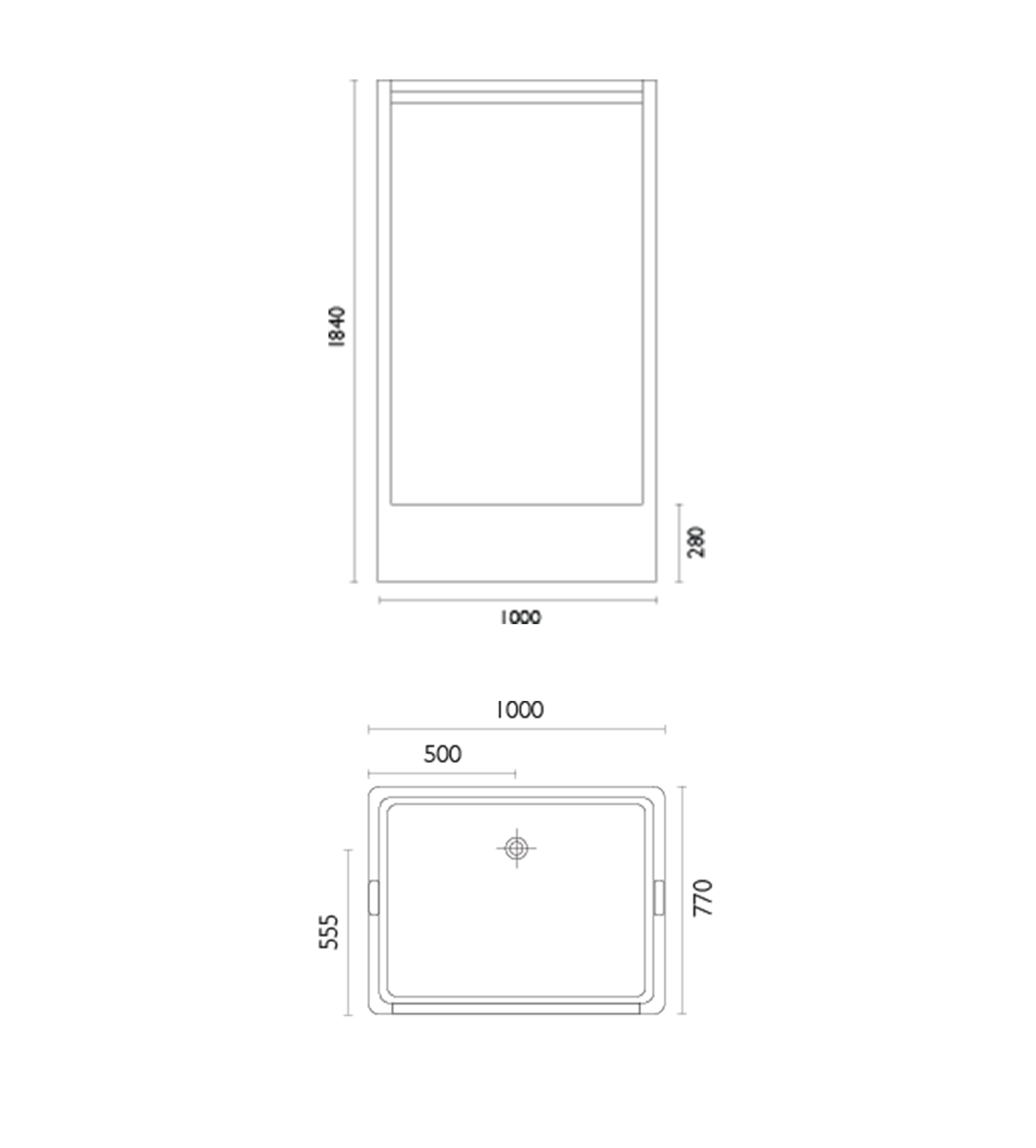 Doccia SE20 1000 x 750mm Shower Enclosure, High Step, White