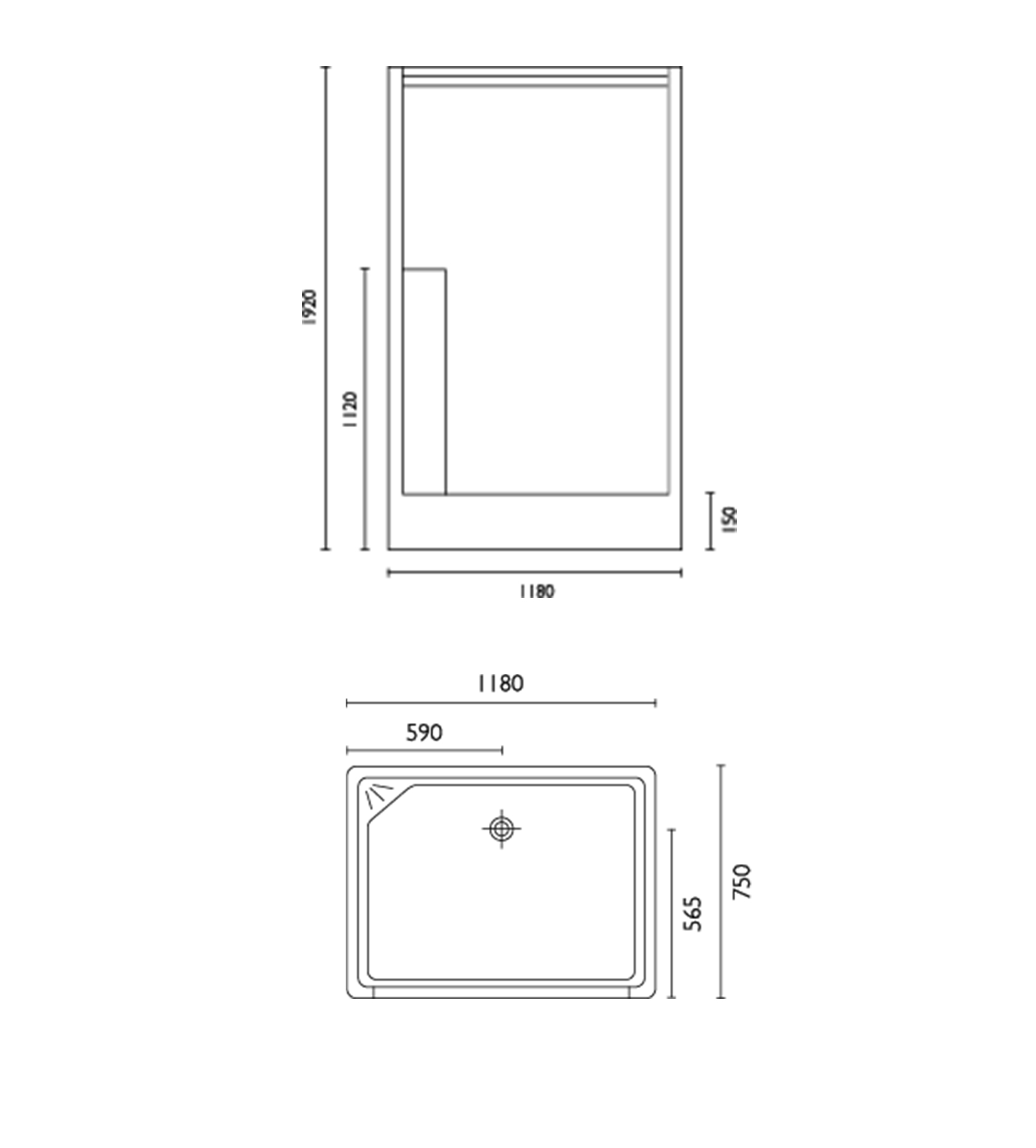 Doccia SW23 1180 x 750mm Shower Enclosure, Low Step, White