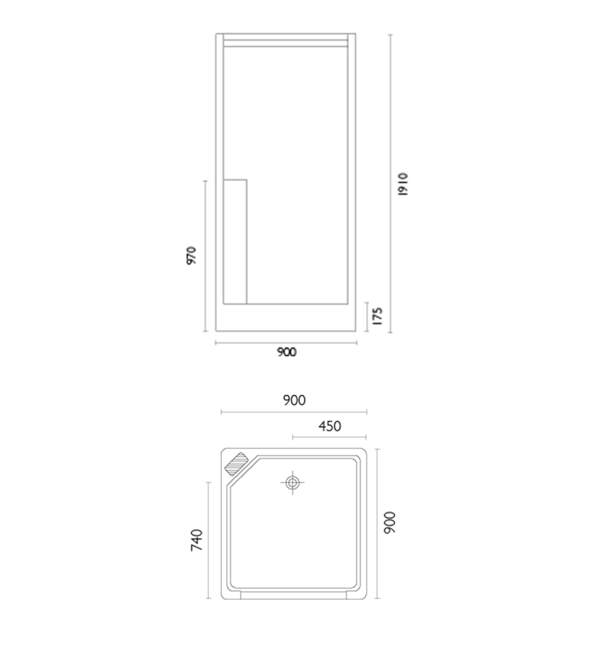 Doccia SW25 900 x 900mm Shower Enclosure, Low Step, White