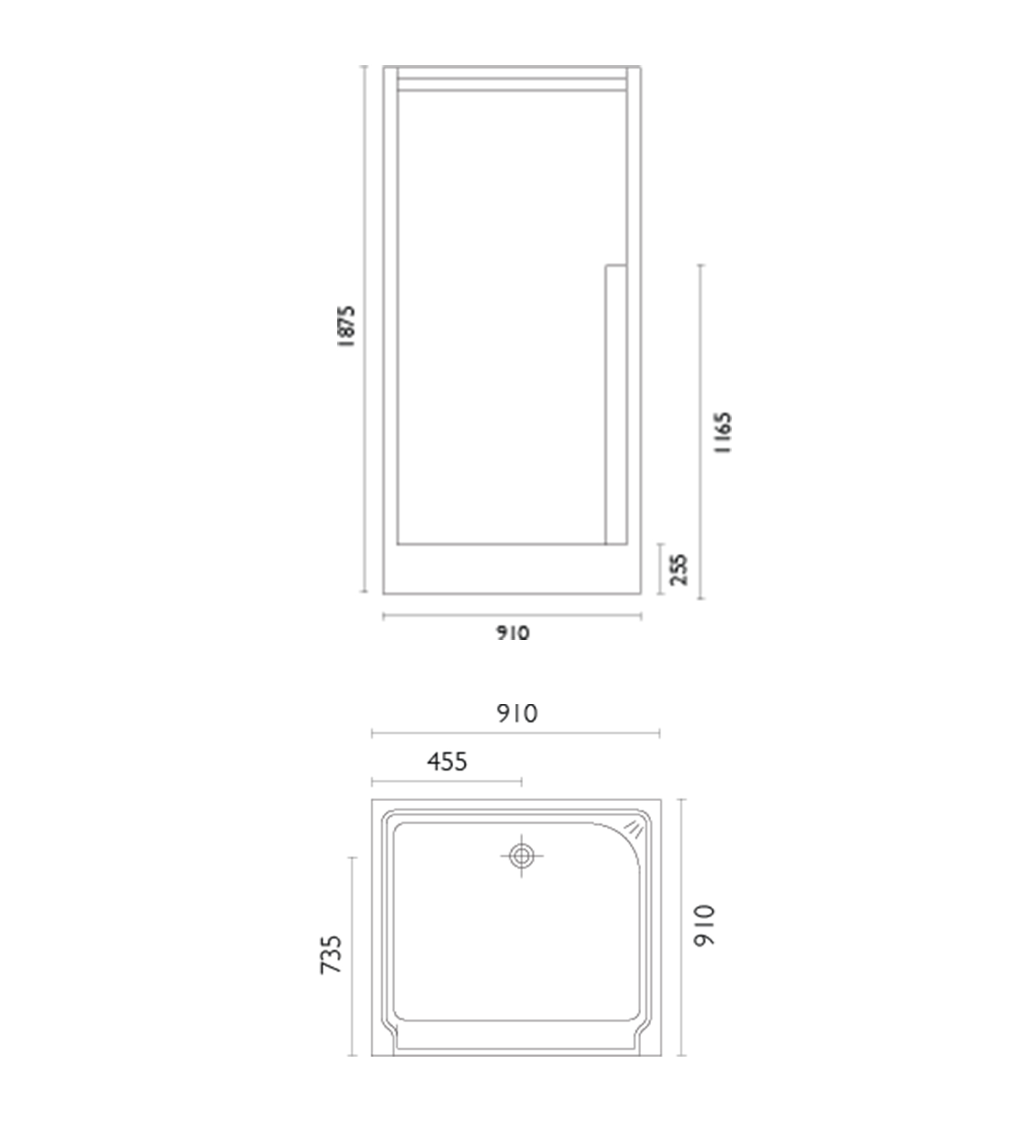 Doccia SE26 910 x 910mm Shower Enclosure, High Step, White