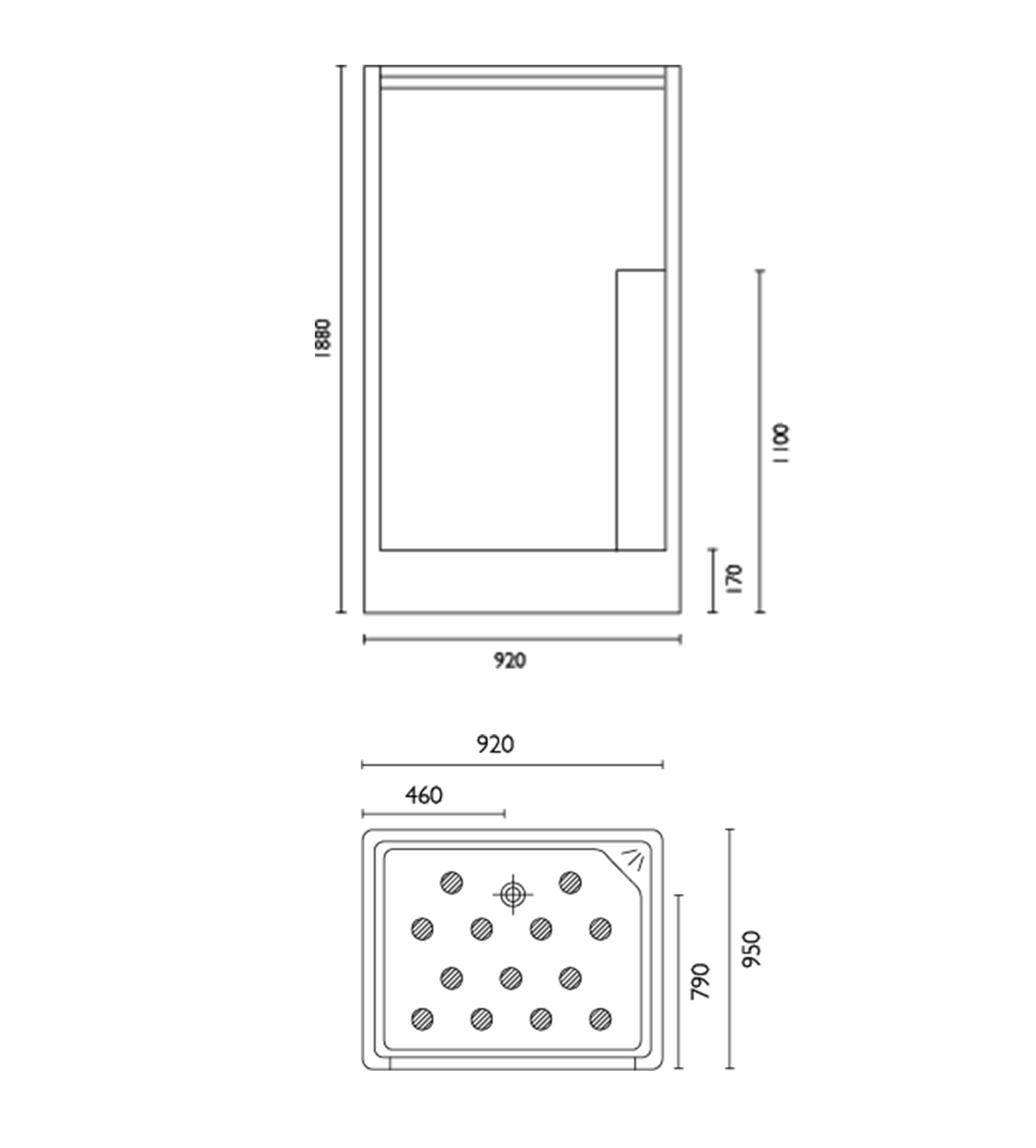 Doccia SE27 920 x 950mm Shower Enclosure, Low Step, White
