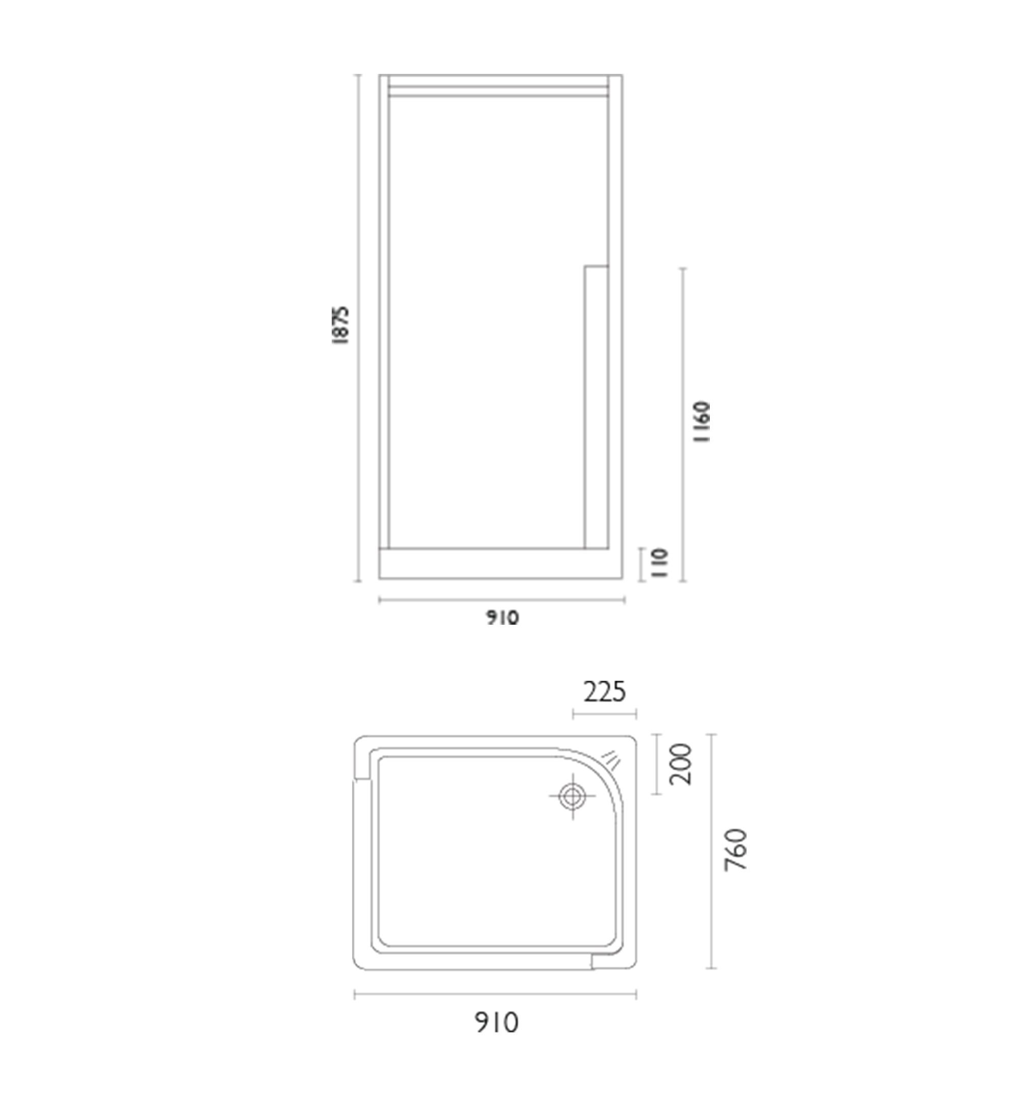 Doccia SE28 920 x 770mm Corner Shower Enclosure, Low Step, White