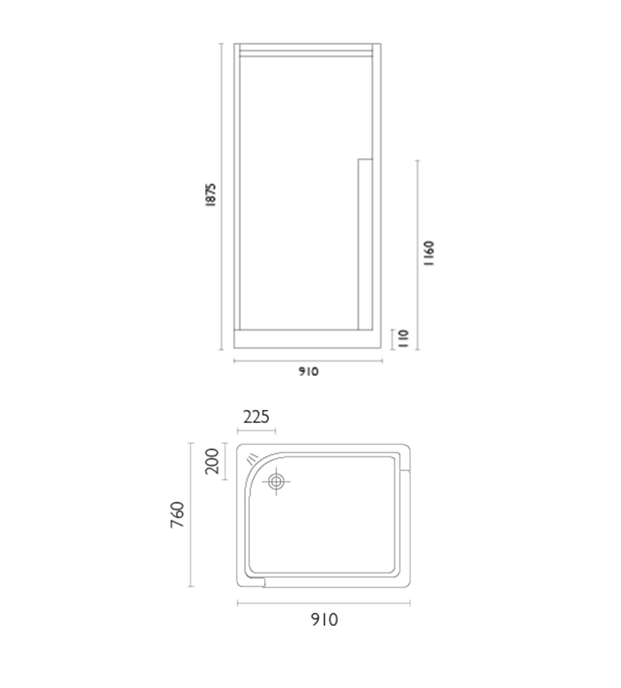 Doccia SE29 920 x 770mm Corner Shower Enclosure, Low Step, White
