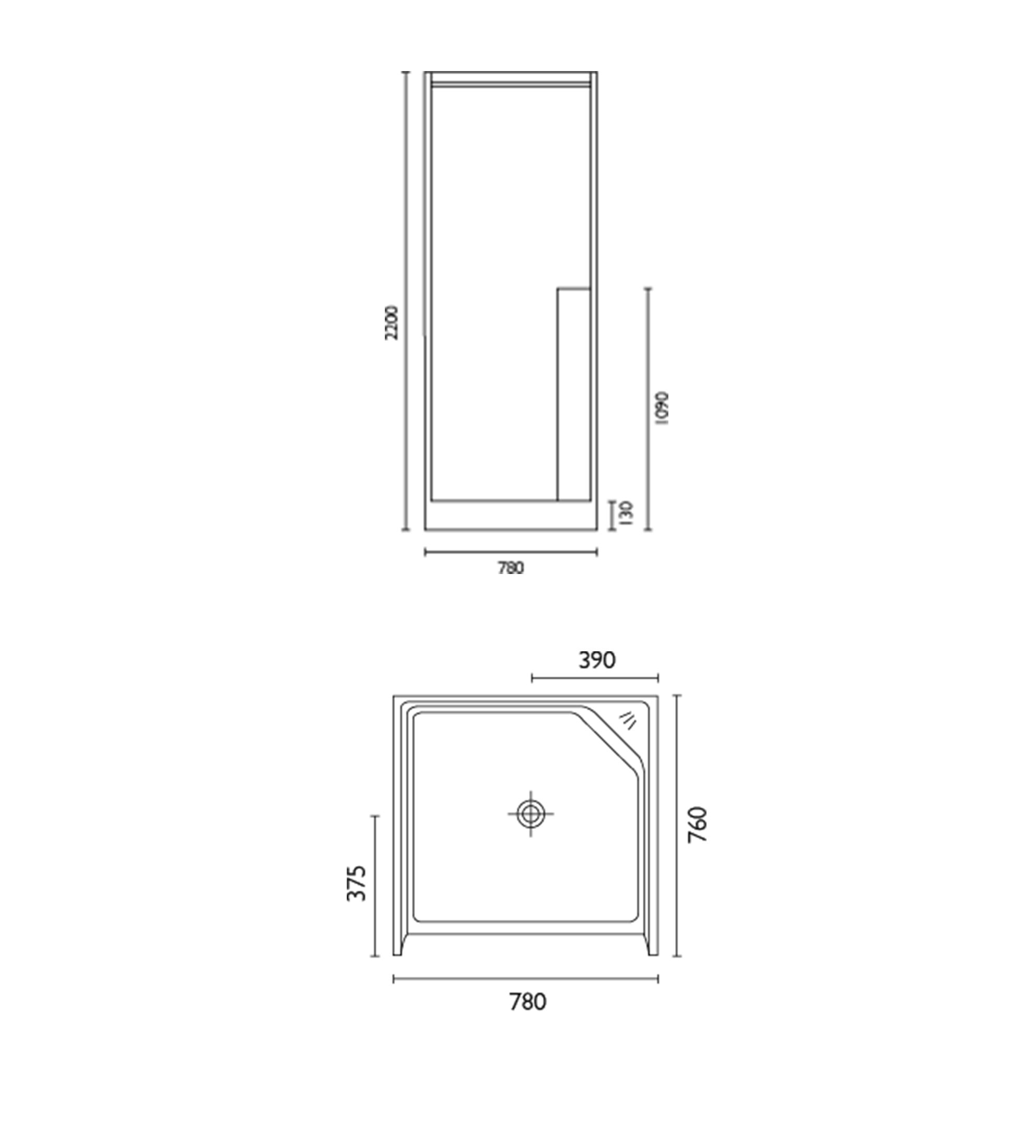 Doccia SE3 780 x 760mm Shower Enclosure, Low Step, White