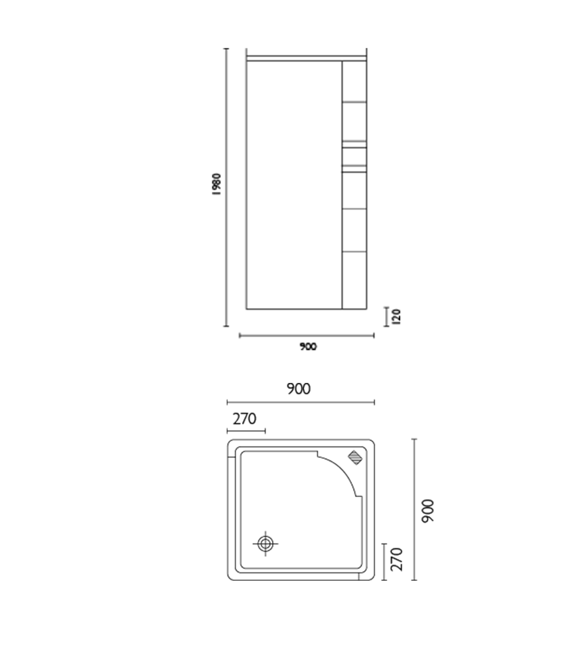 Doccia SE31 900 x 900mm Corner Shower Enclosure, Low Step, White