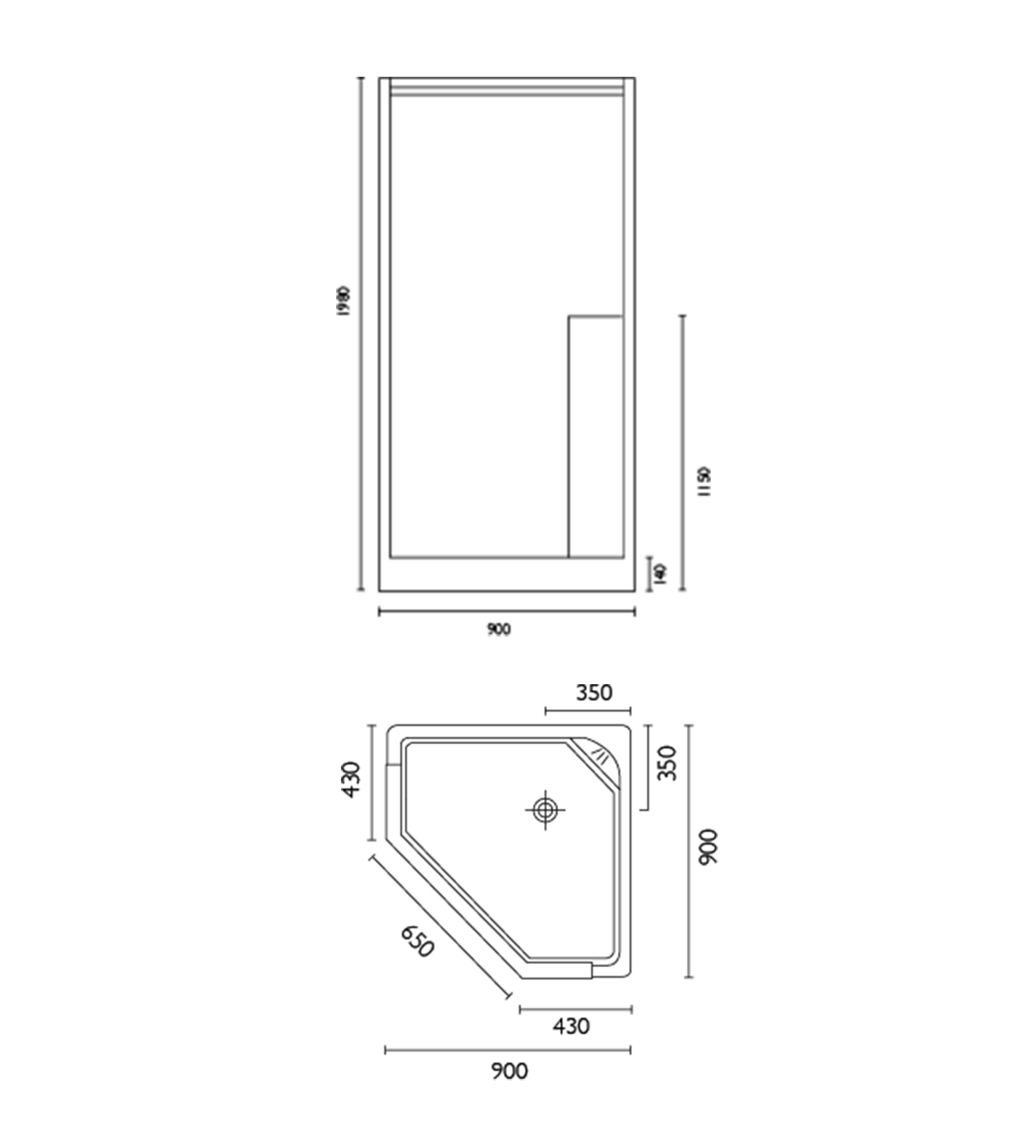 Doccia SE37 900 x 900mm Corner Shower Enclosure, Low Step, White