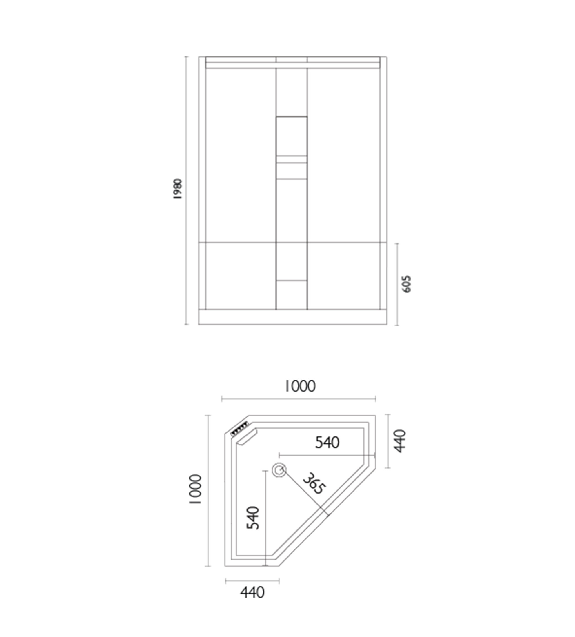 Doccia SE38 1000 x 1000mm Corner Shower Enclosure, Low Step, White