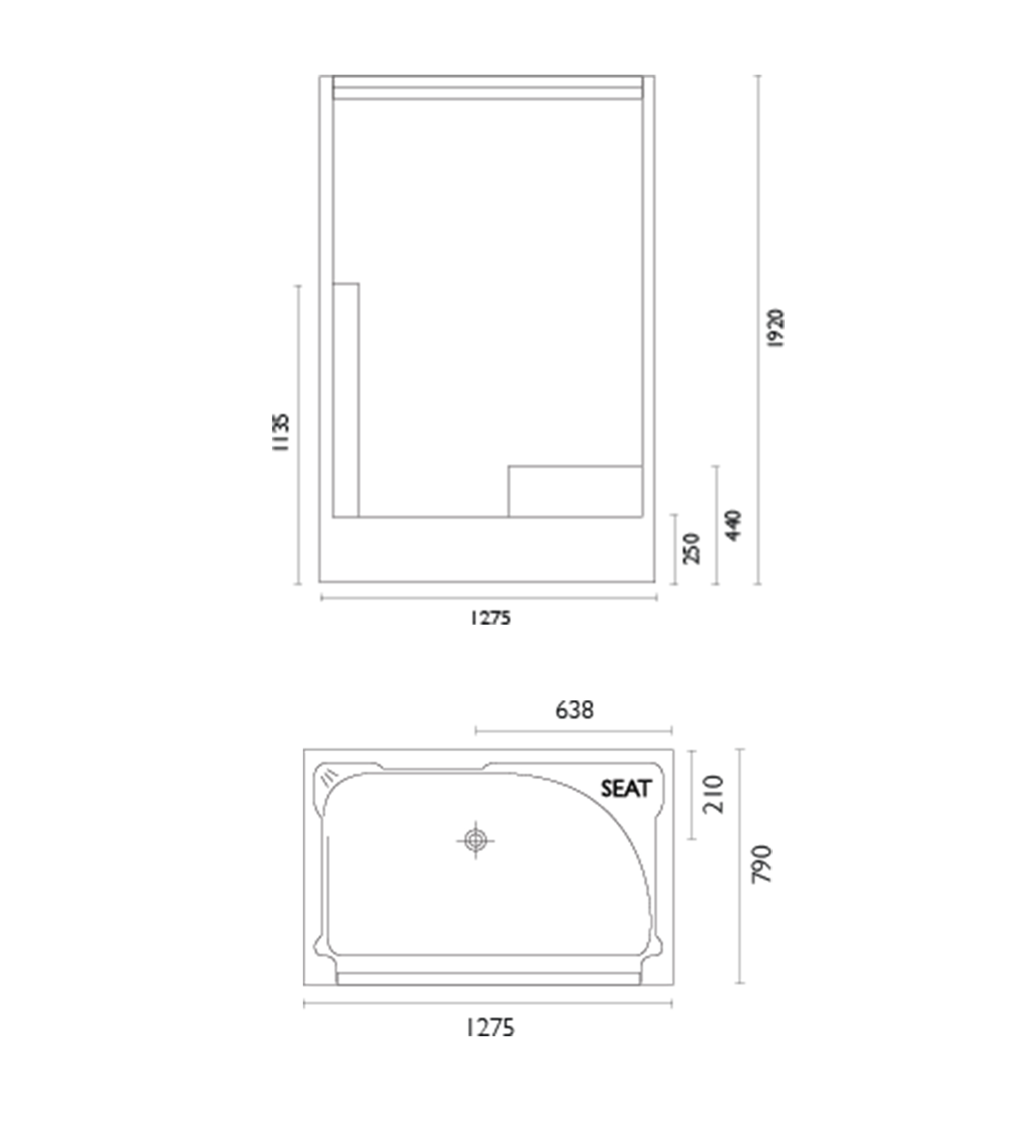 Doccia SE41 1275 x 780mm Shower Enclosure, High Step, White