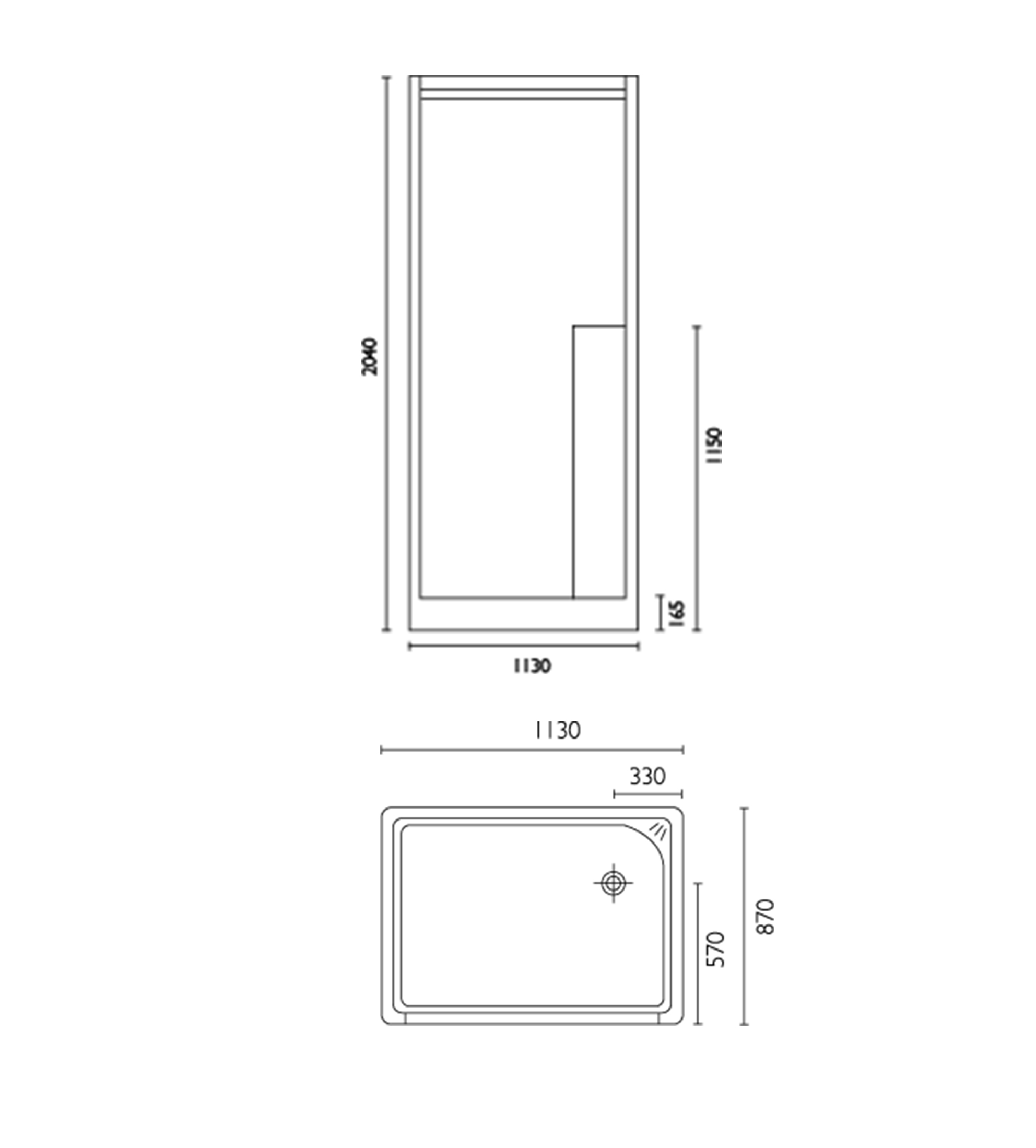 Doccia SE44 1130 x 870mm Shower Enclosure, Low Step, White